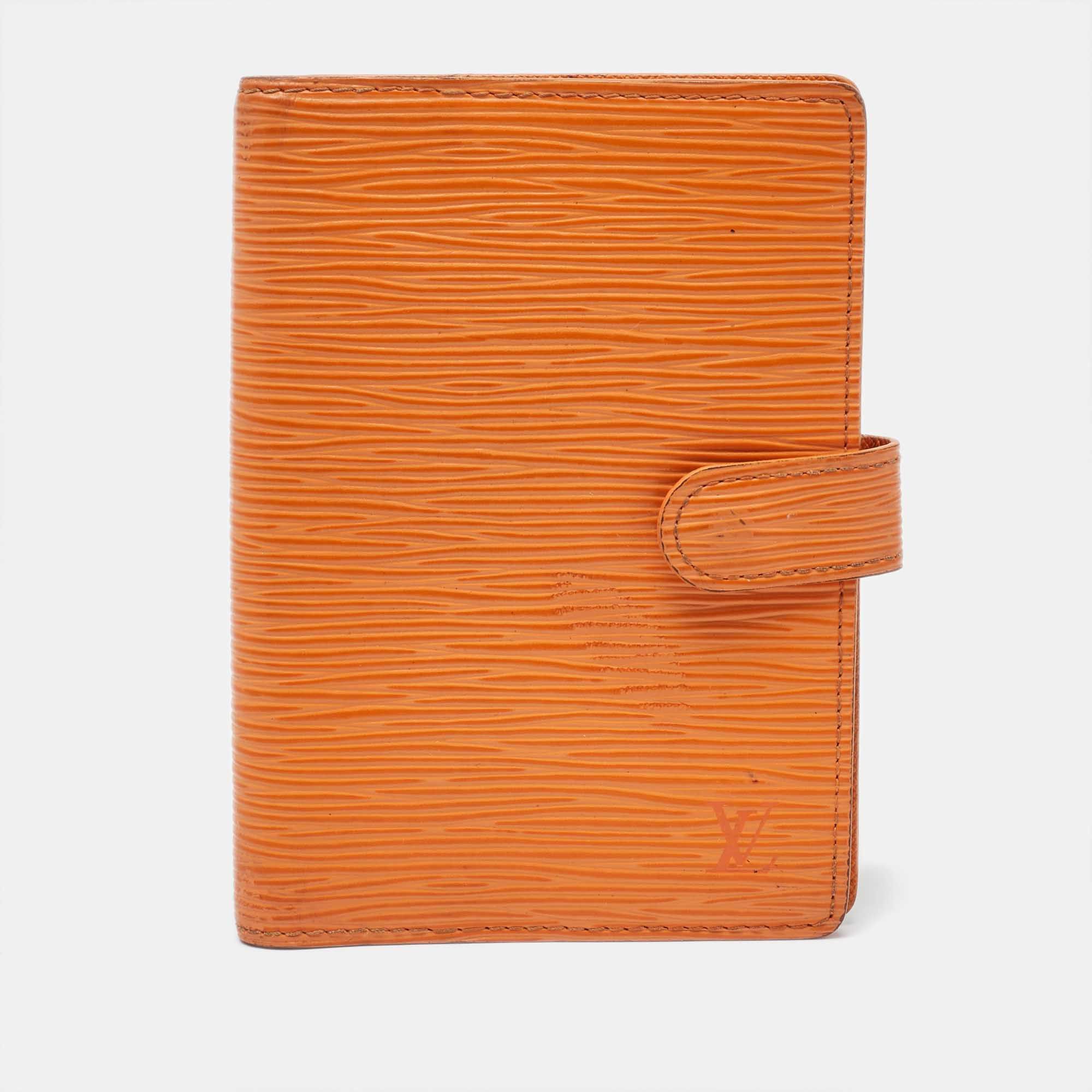 image of Louis Vuitton Mandarin Epi Leather Small Ring Agenda Cover in Orange, Women's