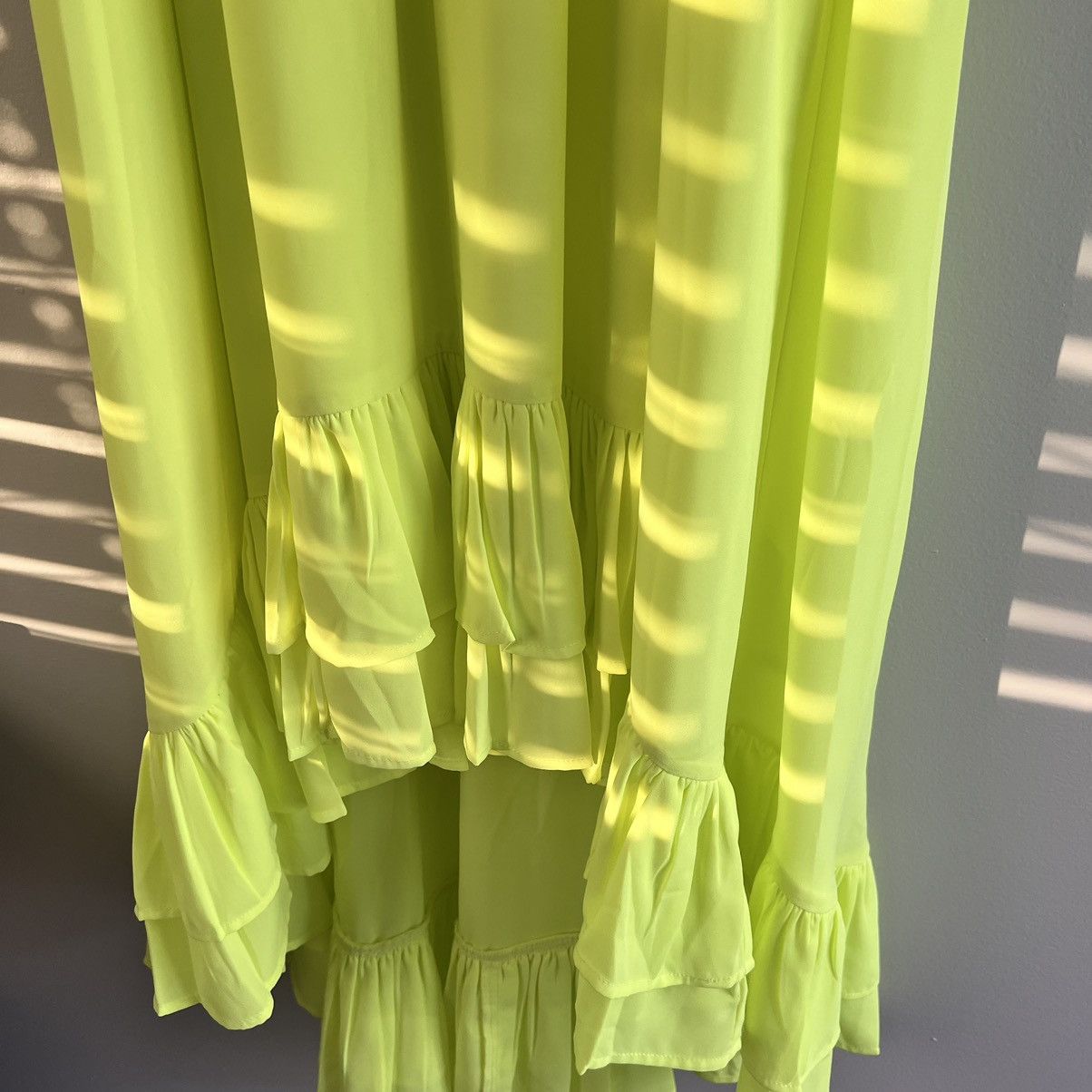 Designer NWT Kleid For Her Neon Yellow High Low Asymmetrical Size XS / US 0-2 / IT 36-38 - 6 Thumbnail