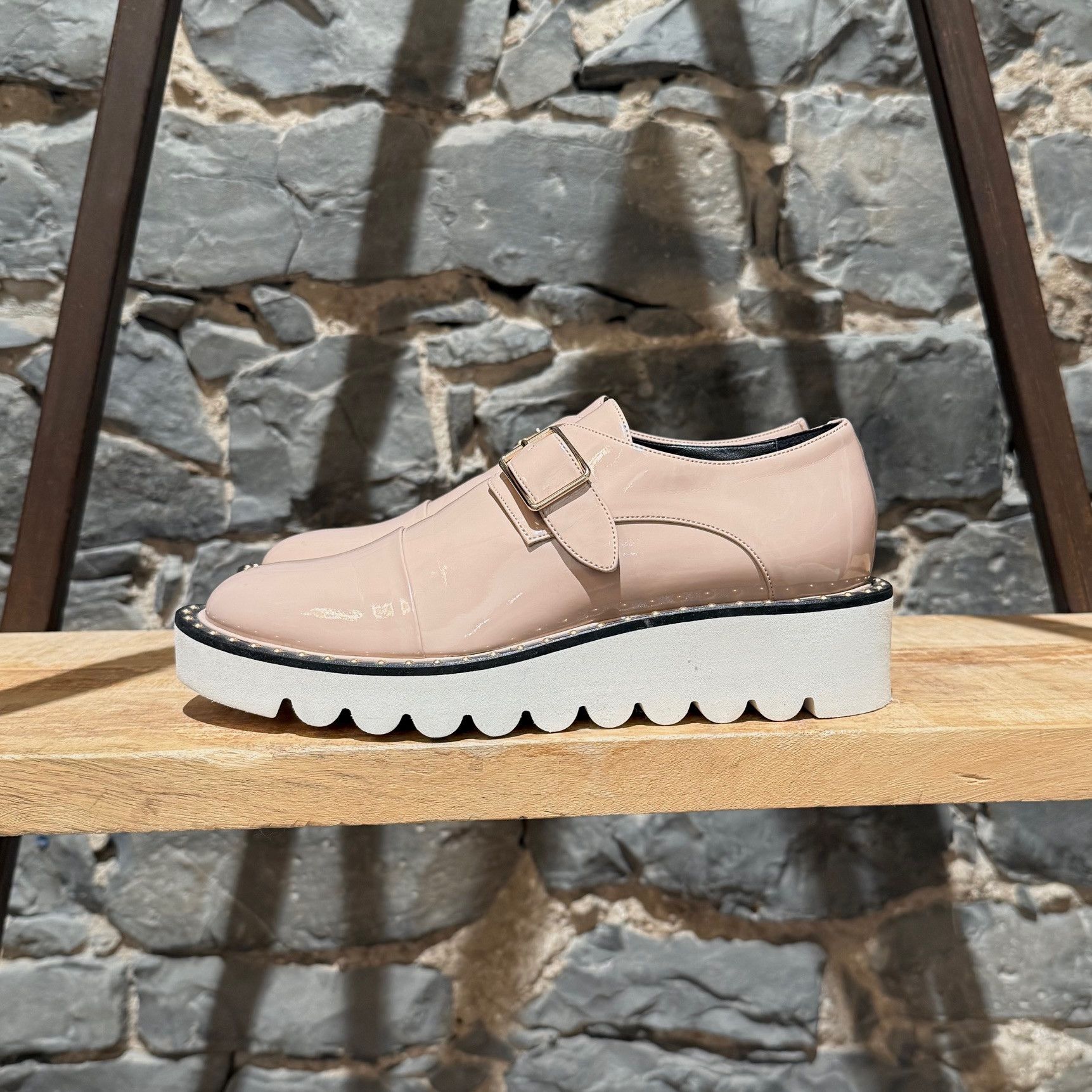Stella McCartney Stella McCartney Pink Patent Faux Leather Monk Platform Size US 5.5 / IT 35.5 - 6 Thumbnail