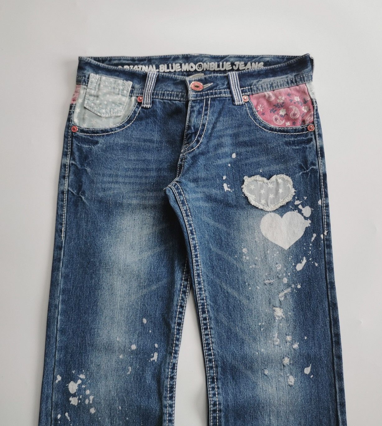 Japanese Brand Blue Moon Blue Printed Jeans Size US 31 - 4 Thumbnail