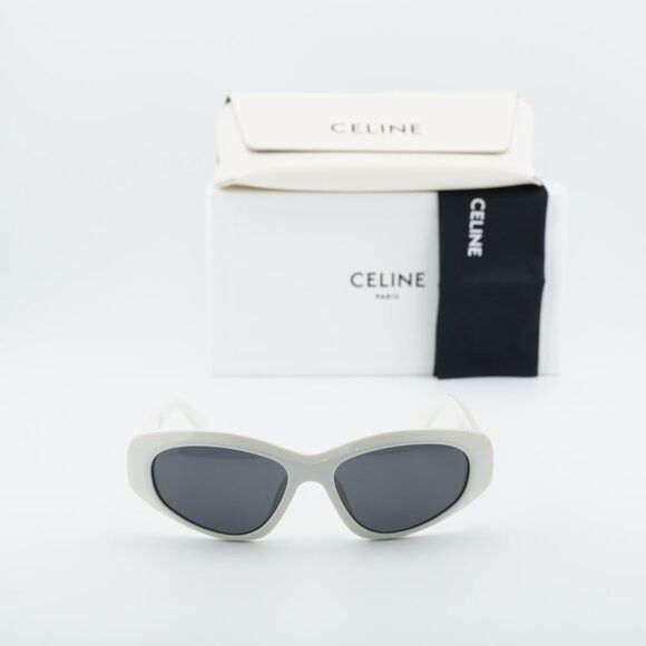 Celine Celine CL40279U 25A Sunglasses Beige Cat Eye Frame, Grey Size ONE SIZE - 11 Thumbnail