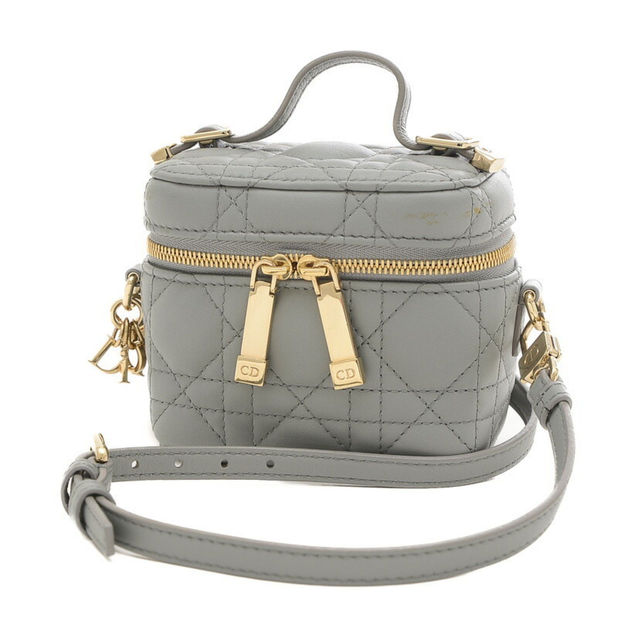 image of Christian Dior Dior Lady Cannage Micro Vanity Bag In Lambskin Greystone, Women's