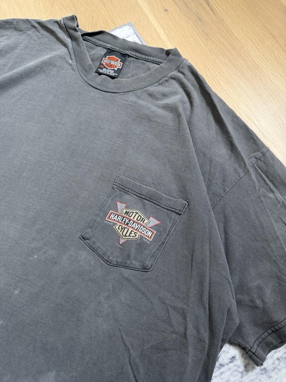 Harley Davidson 90s Faded Harley Davidson Hog Pocket T-Shirt Size 2XL Size US XXL / EU 58 / 5 - 3 Thumbnail