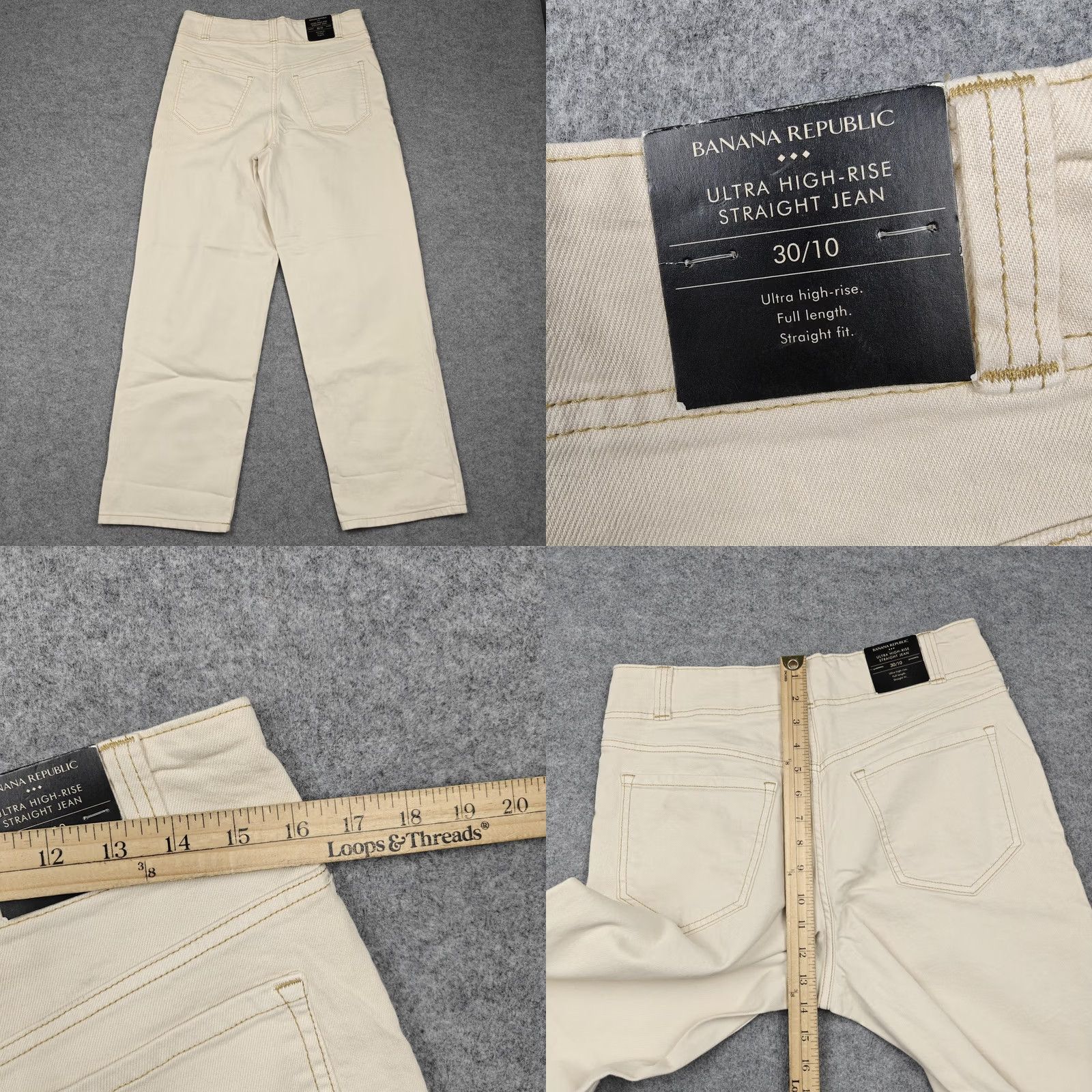 Banana Republic Banana Republic Womens 10 White Denim Jeans Ultra High-Rise Straight 30x29 New Size 32" / US 10 / IT 46 - 8 Thumbnail