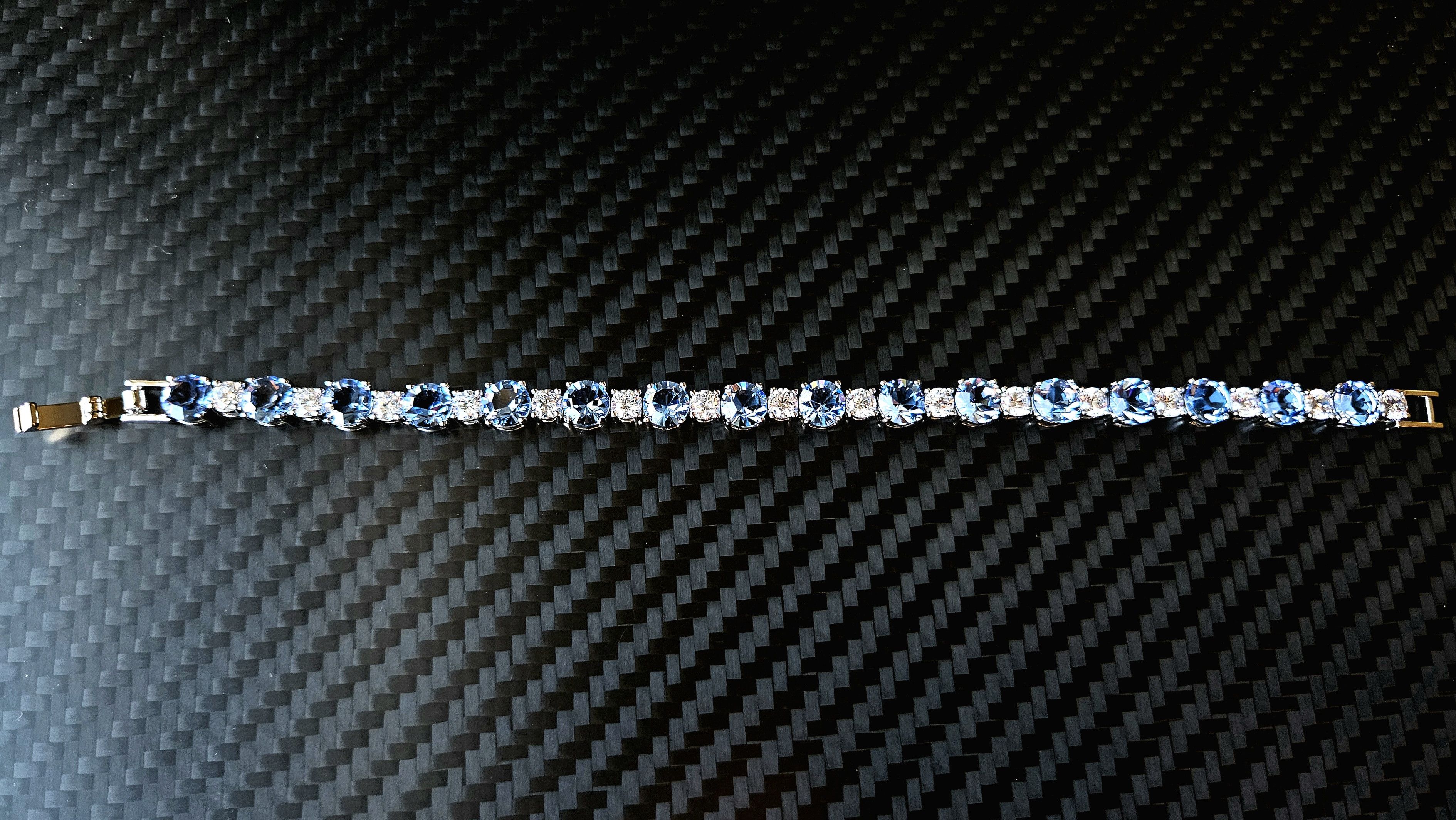 Givenchy 💙 Blue Crystal Cubic Silver Tennis Bracelet Size ONE SIZE - 2 Thumbnail