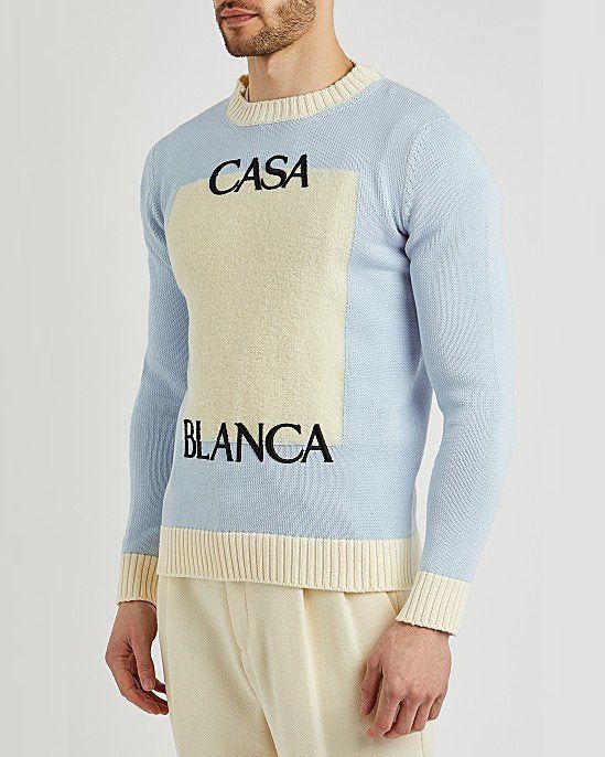 Casablanca Blue & Off-White Knit Logo Sweater Size US M / EU 48-50 / 2 - 2 Thumbnail