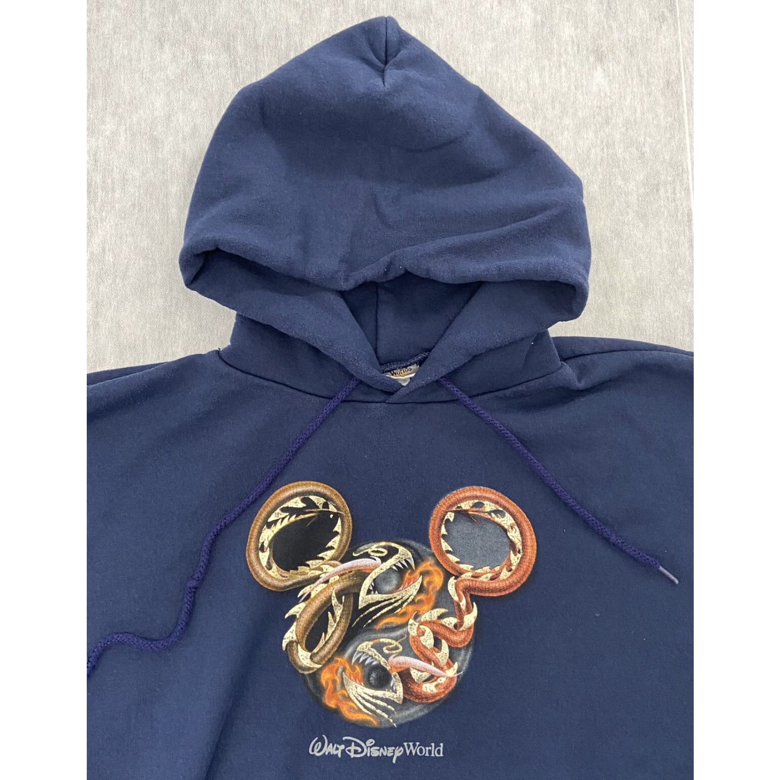 Disney VINTAGE Disney World Hoodie Mens L Blue Mickey Mouse Pullover Sweatshirt Crew Neck Knit Cotton Graphic 90s Theme Disney Brand Size US L / EU 52-54 / 3 - 3 Thumbnail