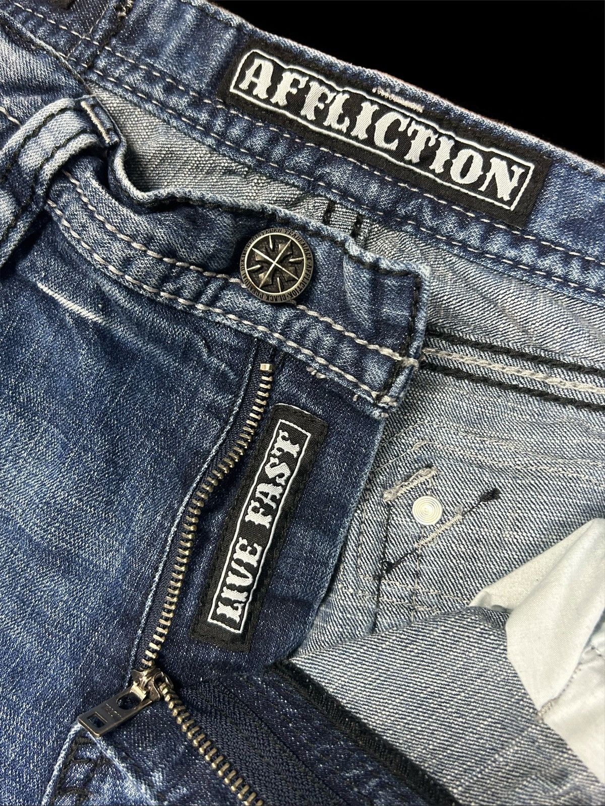 Affliction Affliction Denim Bootcut Acidwash Embroidered Jeans Size US 31 - 7 Thumbnail