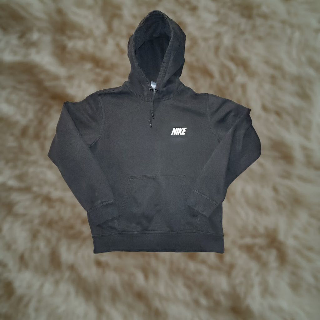 Nike VINTAGE Nike Pullover Hoodie Men's L Black Drawstring Single Pocket Y2K Size US L / EU 52-54 / 3 - 1 Thumbnail