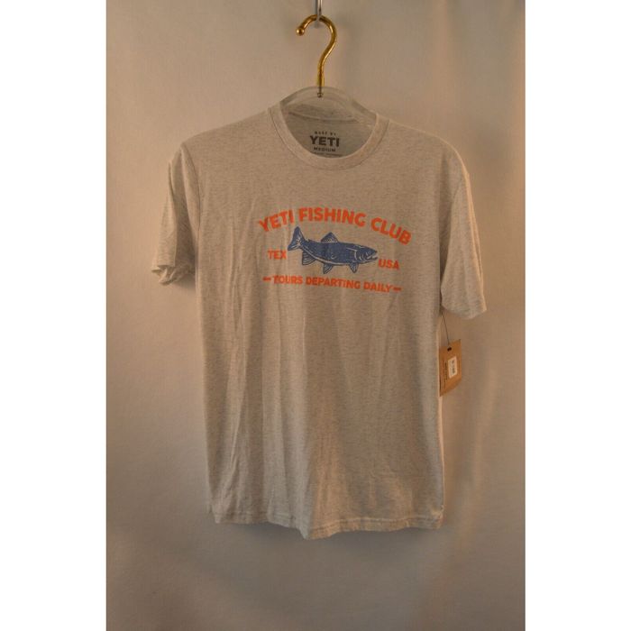 Yeti YETI Adult Medium Gray Short Sleeve Graphic T Shirt NWT Fishing Club