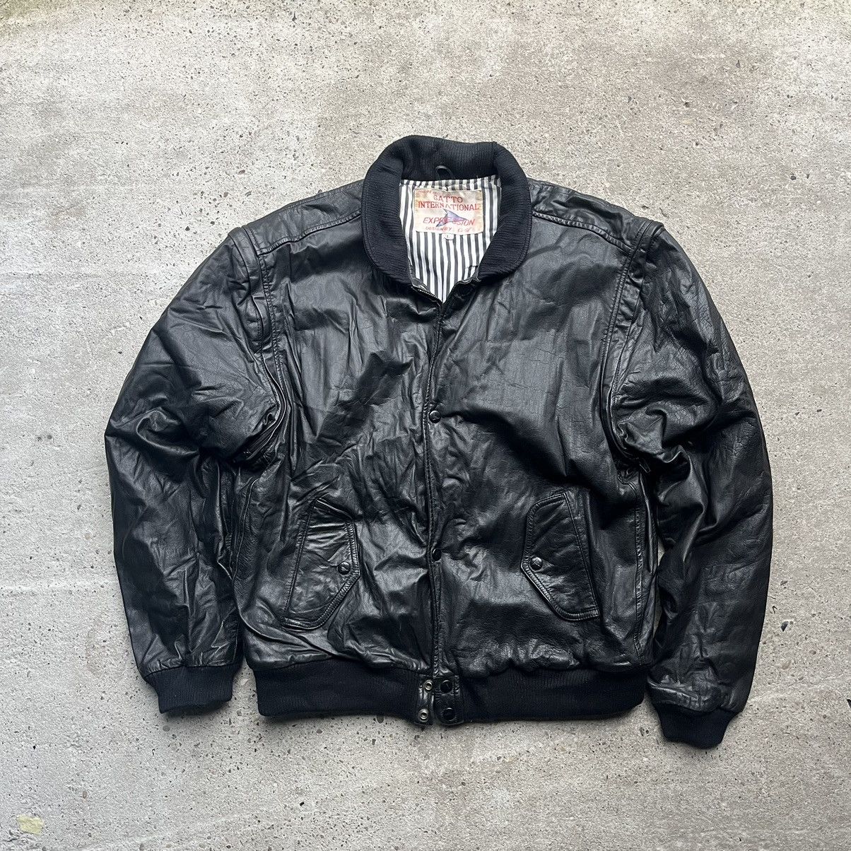 Y2K opium leather fur zip flight jacket