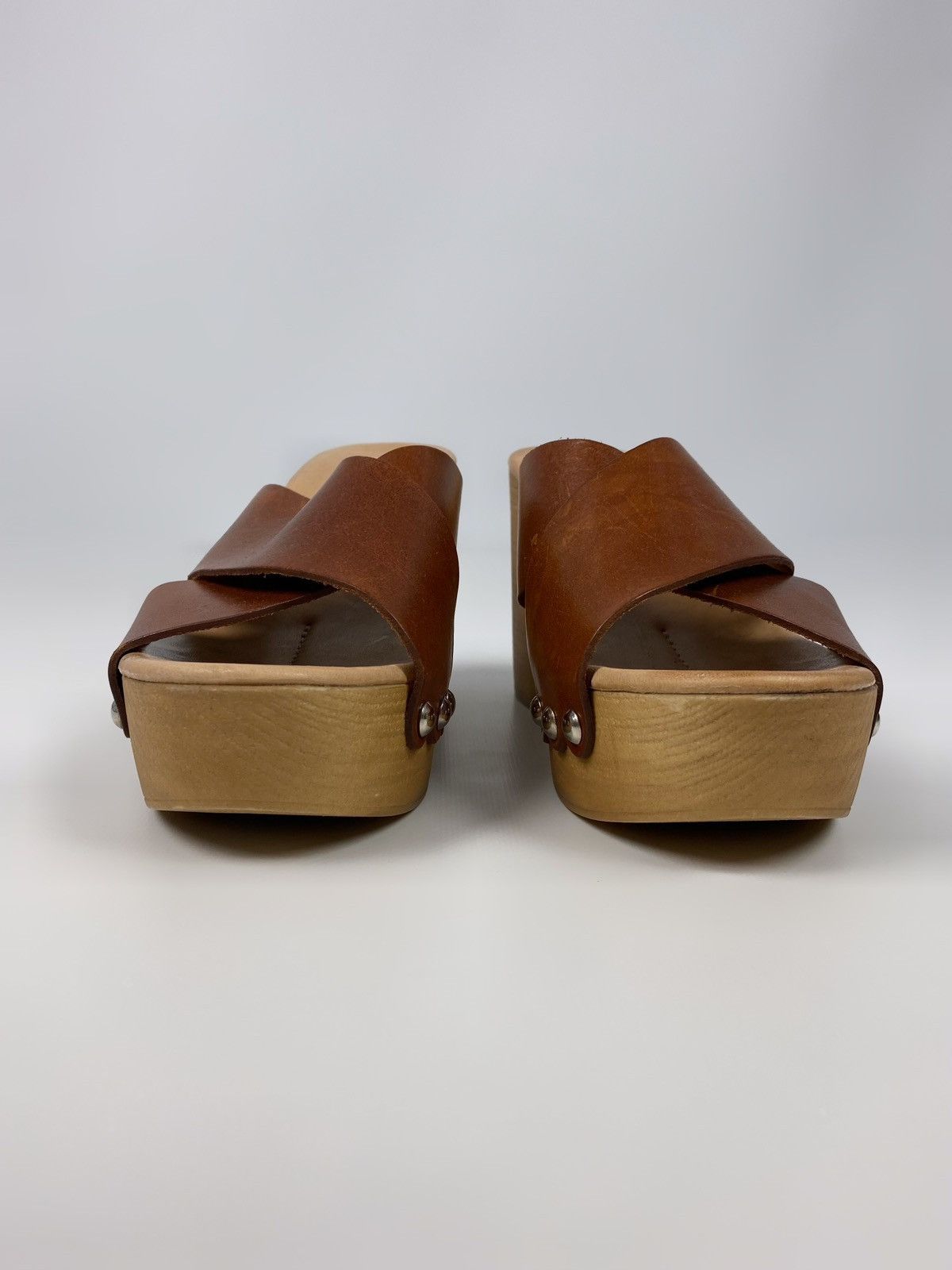 Vintage Y2K Vintage Globus Chunky Studded Wooden Platform Sandals Size US 10 / IT 40 - 3 Thumbnail