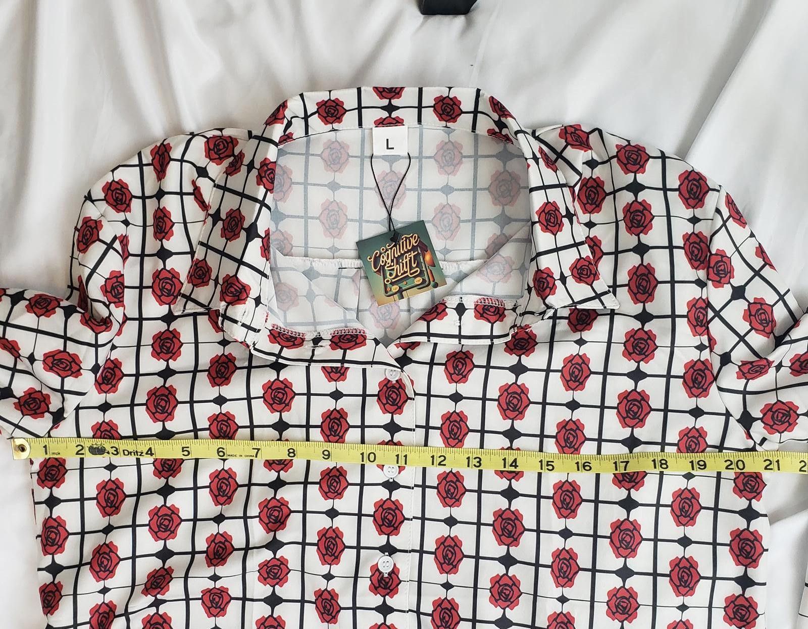 Designer Silk- Style Roses OOAK NWT Blouse SIZE L Designer Sample Size L / US 10 / IT 46 - 6 Thumbnail