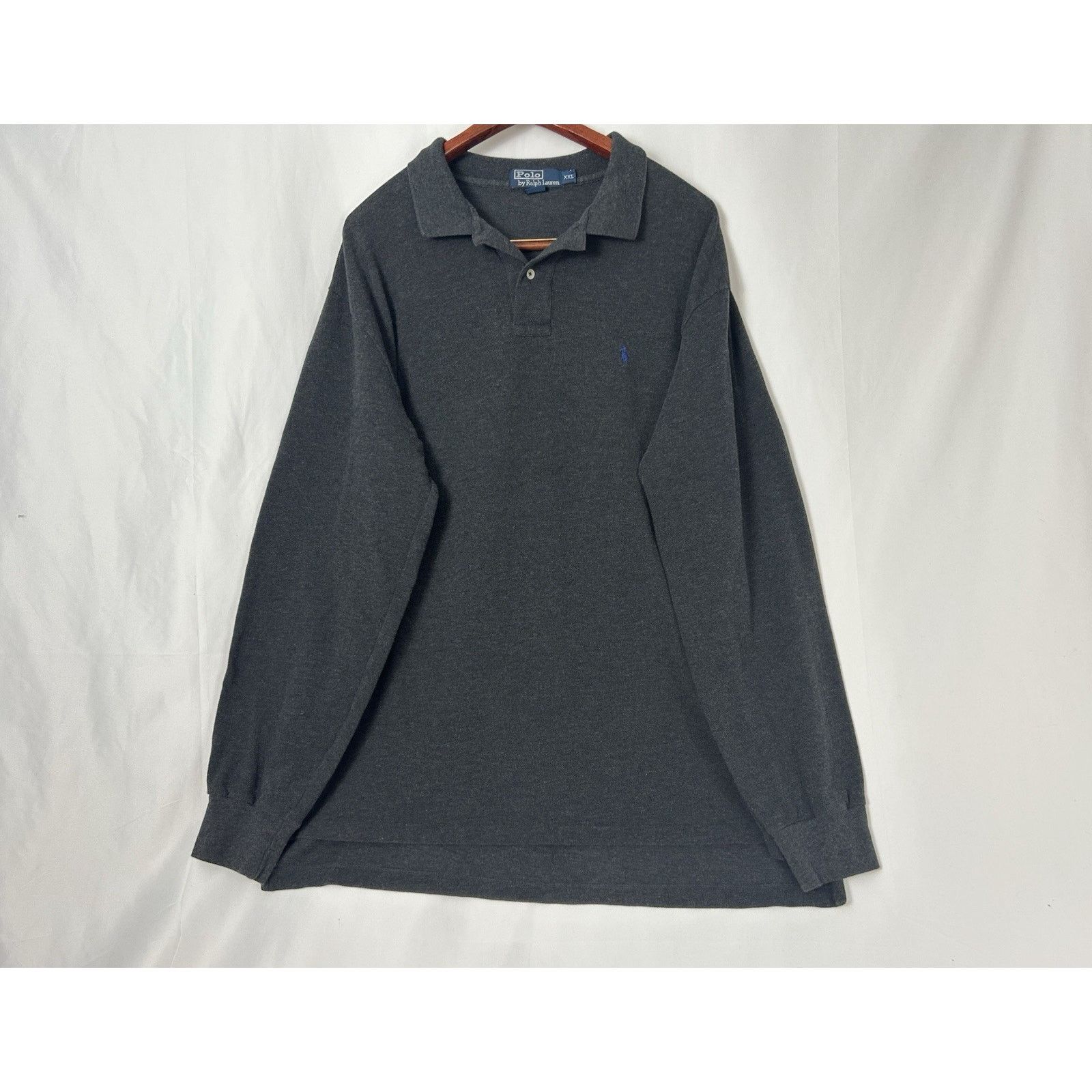 Polo Ralph Lauren VTG Polo Ralph Lauren XXL Long Sleeve Gray Polo Blue Pony Size US XXL / EU 58 / 5 - 1 Thumbnail