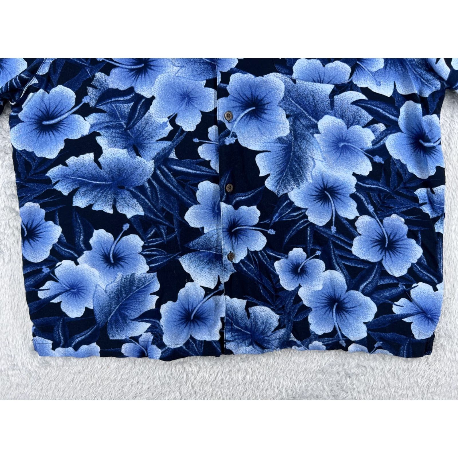 George George Men's Hawaiian Button-Up Shirt 2XL Blue Floral Rayon Short Sleeve Casual Size US XXL / EU 58 / 5 - 5 Thumbnail