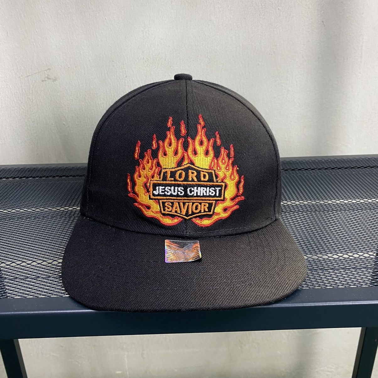 Blackhawk! Vintage Y2K Black Hawk ‘Lord Jesus Christ Savior’ Flame Hat Size ONE SIZE - 1 Thumbnail