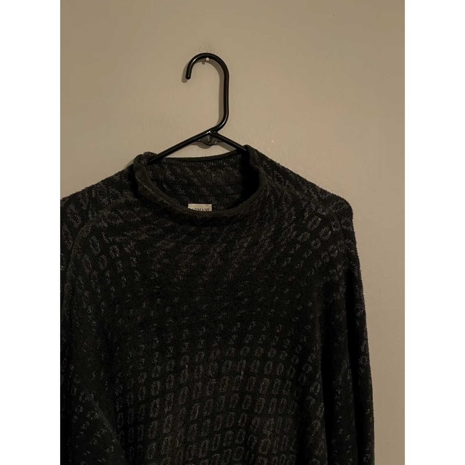 Armani VINTAGE Armani Collezioni Sweater Mens M Gray Italy Dark Geometric Roll Neck Men Size US M / EU 48-50 / 2 - 2 Thumbnail