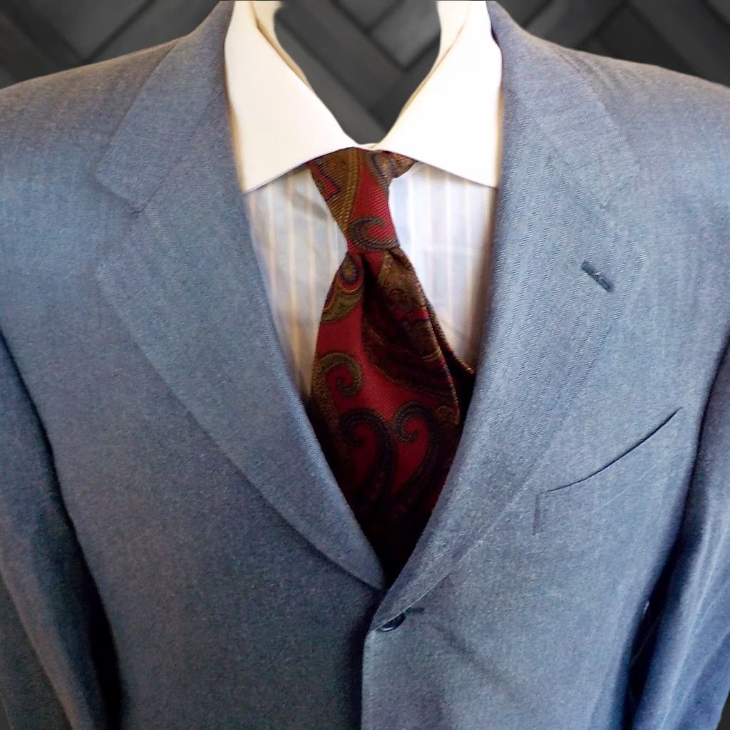 Canali VINTAGE Canali Blazer Blue Herringbone 3 Button Ventless Wool/Silk EUR 52L US 42L Mens Blazer Size 42R - 1 Thumbnail