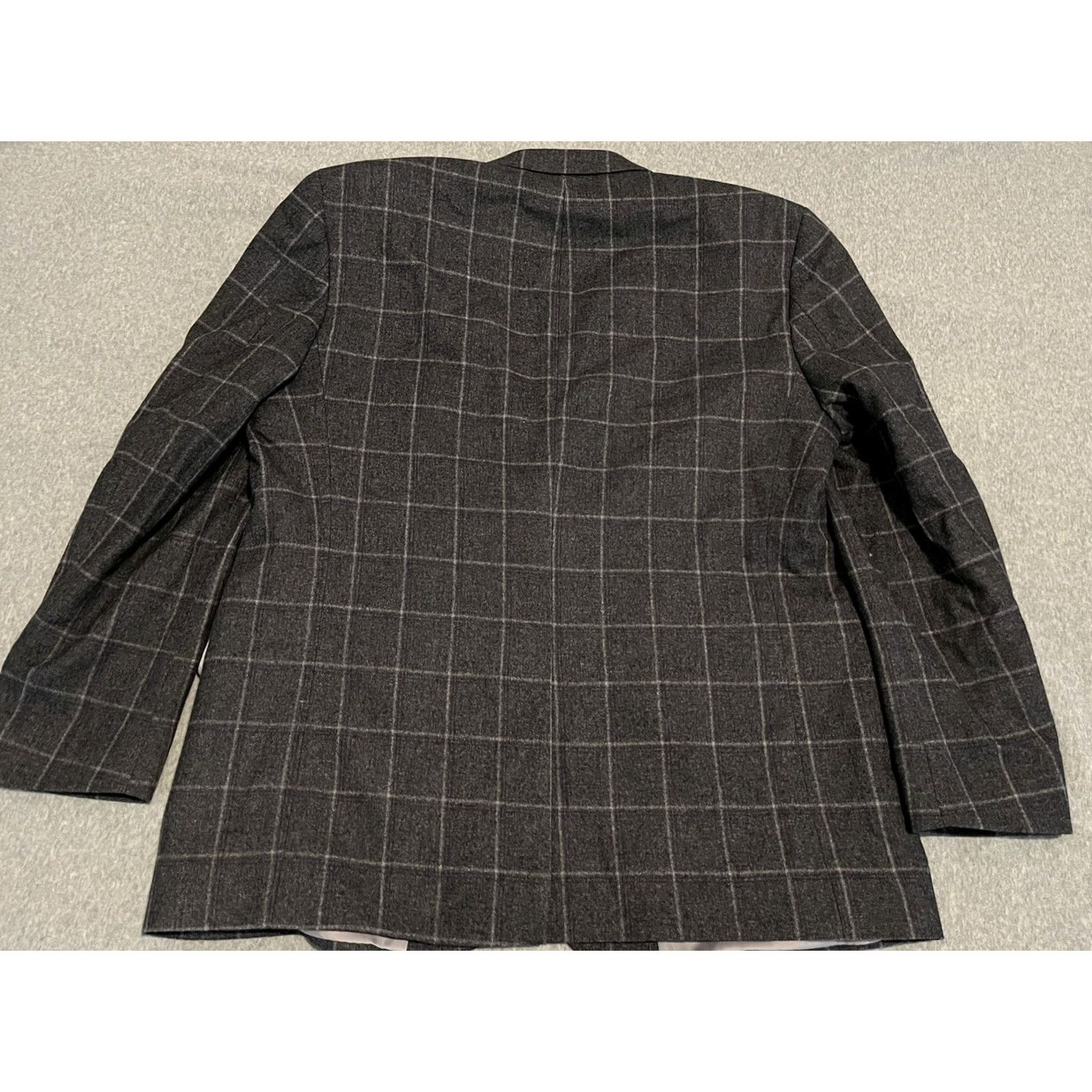 Vintage Kroon Gray Check Wool Blend Sport Coat Blazer Jacket Mens 44R Size 44R - 7 Thumbnail