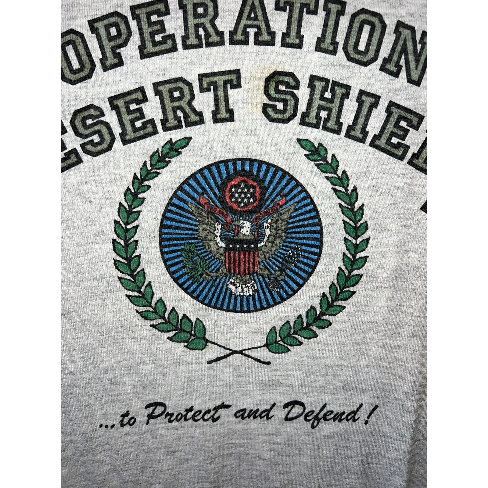 Jerzees Vintage Desert Shield Shirt Army Soldier War Tee VTG 90s L Size US L / EU 52-54 / 3 - 2 Thumbnail