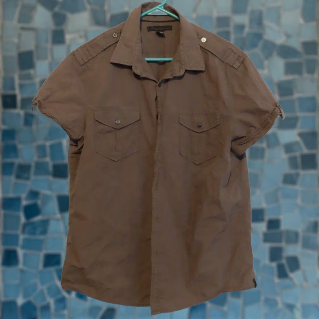 Kenneth Cole Kenneth Cole Shirt Button-Up Men's XL Casual Short Sleeve Gray Cotton Button Up Regular Fit Size US XL / EU 56 / 4 - 1 Thumbnail