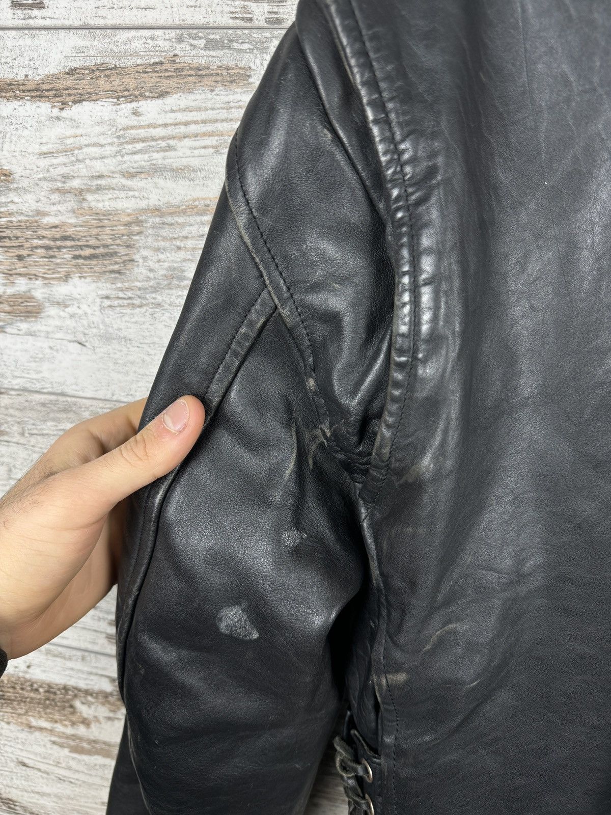 Leather Mens Vintage Leather jacket bombers biker 90s rare y2k Size US S / EU 44-46 / 1 - 15 Thumbnail