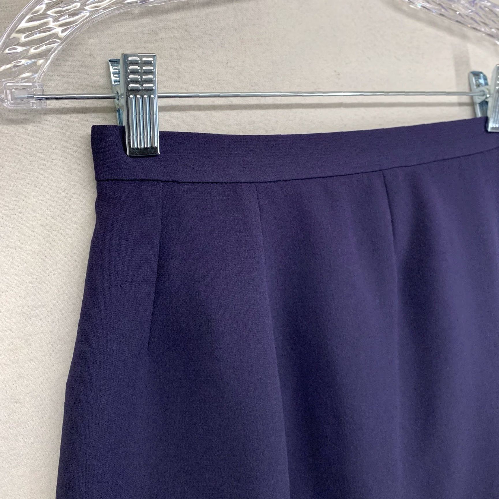 Vintage Petite Sophisticate Skirt Womens 6 Purple A-Line Rear Zip Lined Size 28" / US 6 / IT 42 - 2 Thumbnail