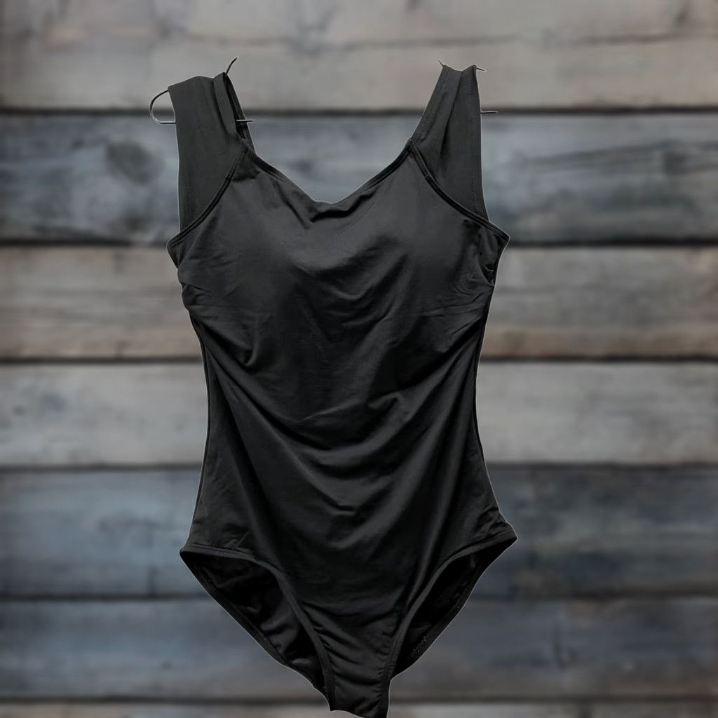 Lands' End Lands' End One Piece Swimsuit Womens 10 Black Padded Round Neck Wide Strap Size ONE SIZE - 1 Thumbnail