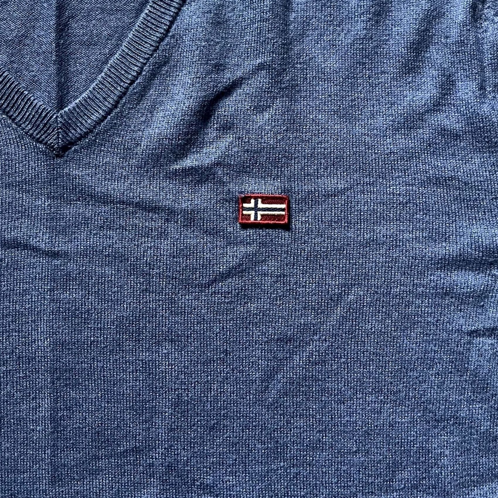 Napapijri Napapijri Sweater Mens L Blue V-Neck Wool Blend Jumper Shirt Pullover Autumn Classic Sports Outdoor Size US L / EU 52-54 / 3 - 3 Thumbnail