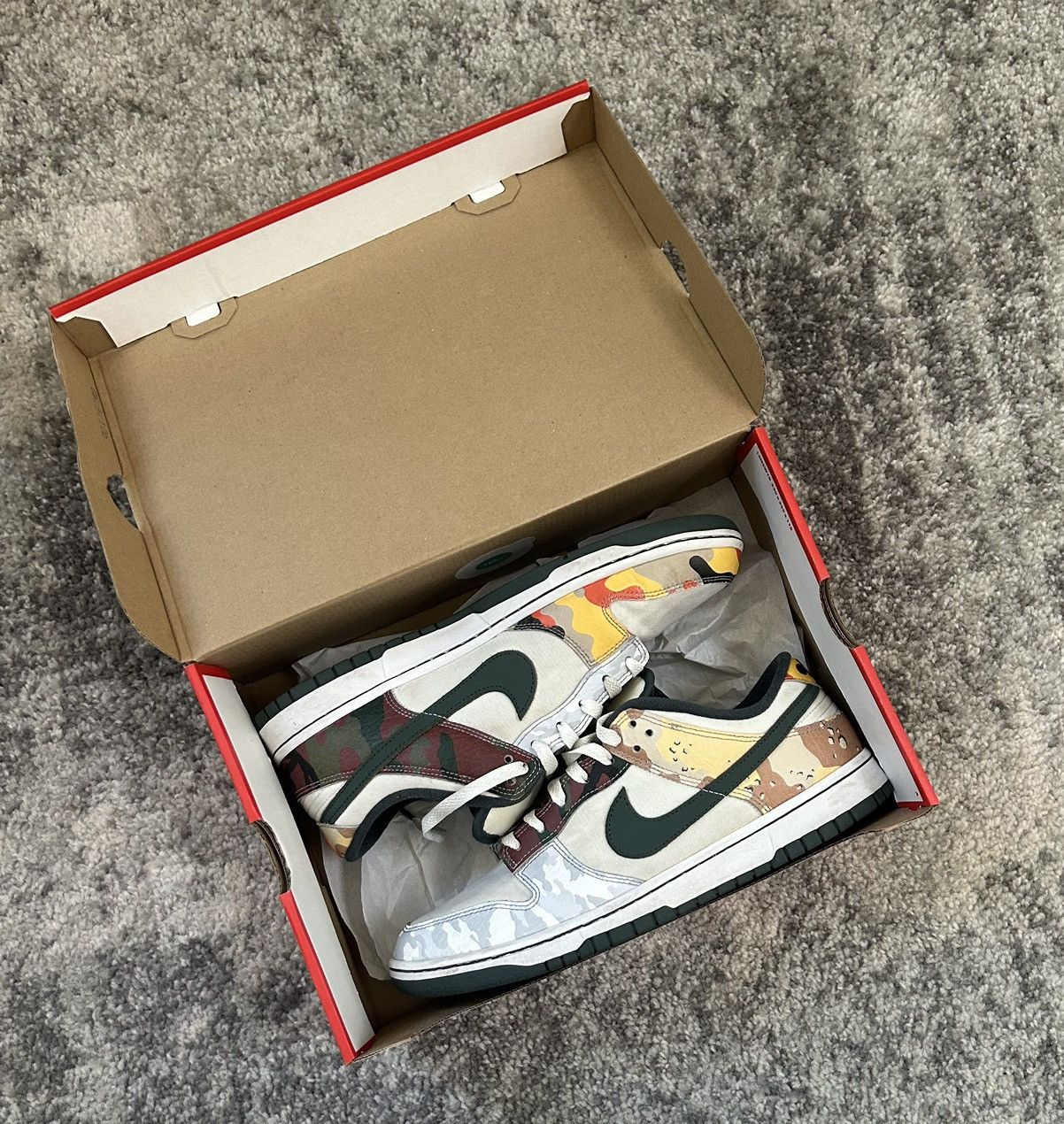 image of Nike Dunk Low ‘Sail Multi-Camo’ Shoes, Men's (Size 11)