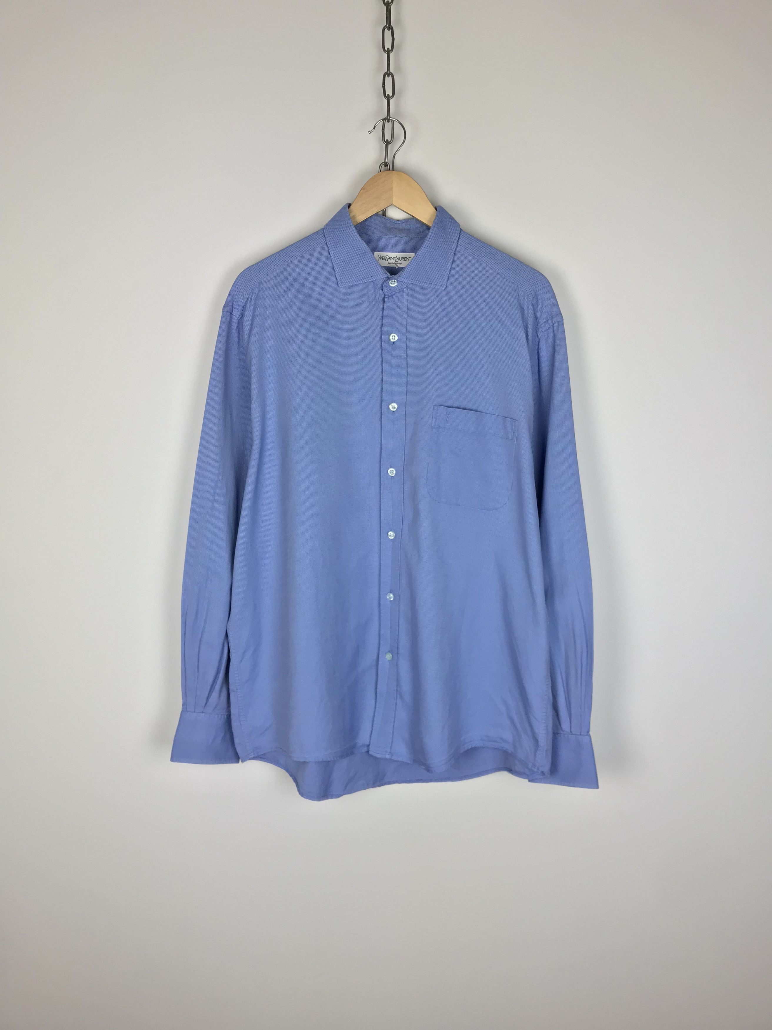 Yves Saint Laurent Yves Saint Laurent Shirt Blue Check YSL size 43 (XL) Size US XL / EU 56 / 4 - 1 Thumbnail