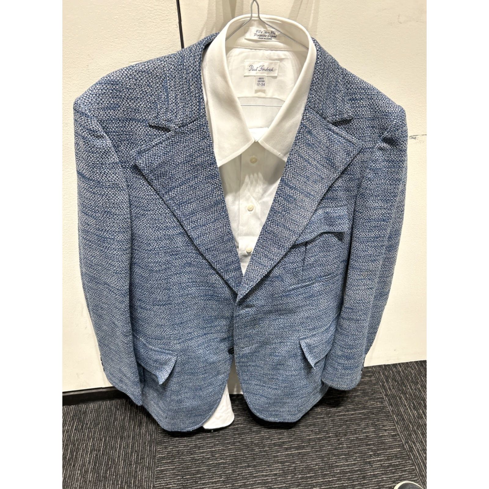 Vintage VINTAGE La Santa Maria Blazer Knit Blue 1970s Disco Mod Men Short 44? Size 44R - 4 Thumbnail