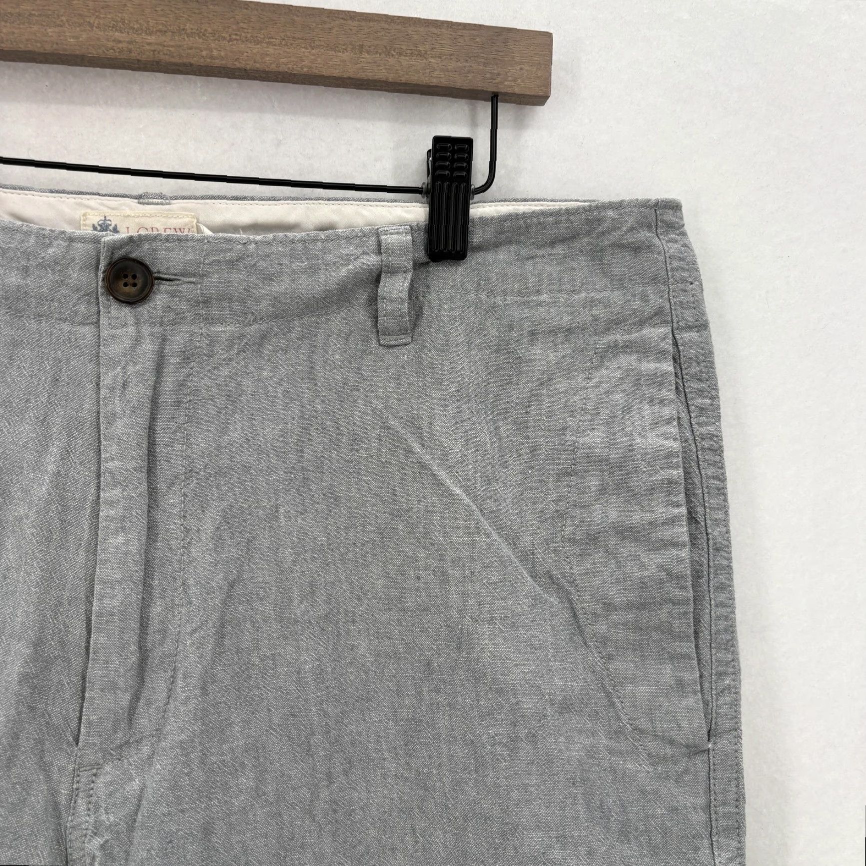 J.Crew J.Crew Shorts Mens 36 Gray Linen Cotton Chino Flat Front Casual Preppy Summer Shirt Mens Regular Waist 36 Gray Chino Casual Summer Mens Size US 36 / EU 52 - 2 Thumbnail