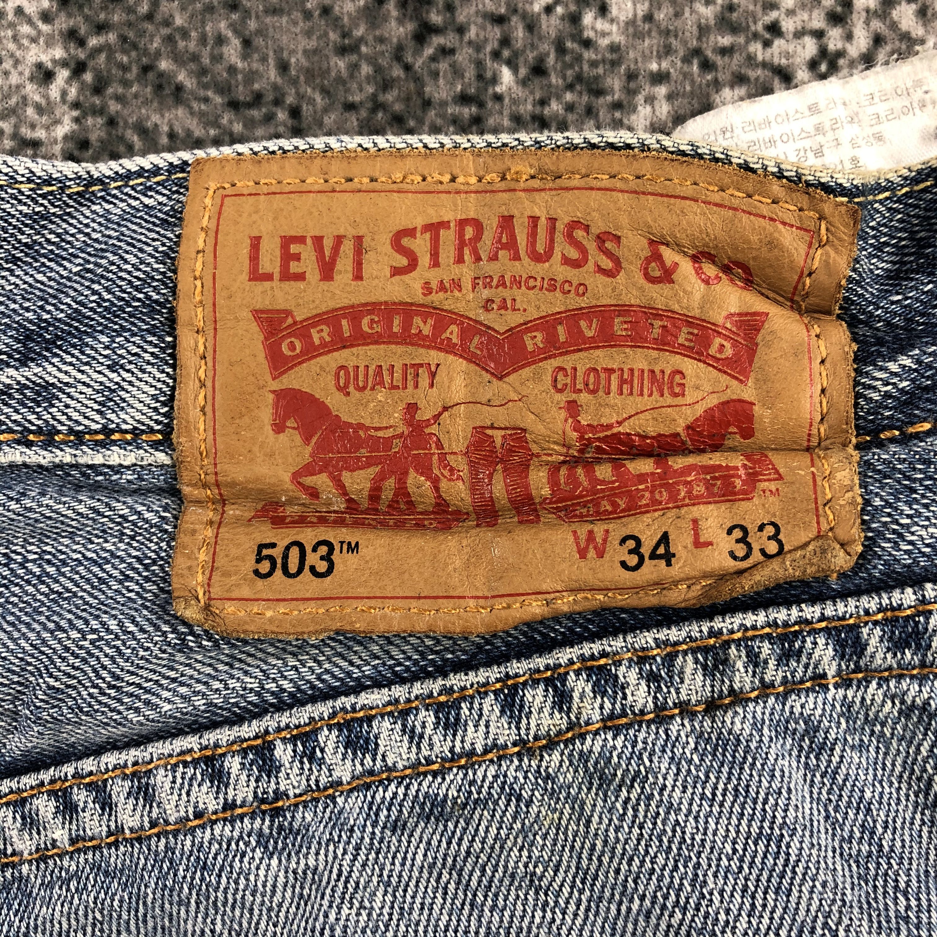 Levi's Vintage Levis 503 Jeans Distress Faded Blue Denim KJ957 Size US 34 / EU 50 - 5 Thumbnail