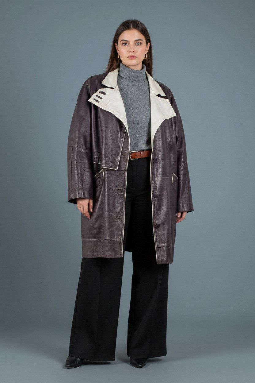 Valentino Rare vintage Valentino women's leather coat, raincoat cloak Size XL / US 12-14 / IT 48-50 - 1 Thumbnail