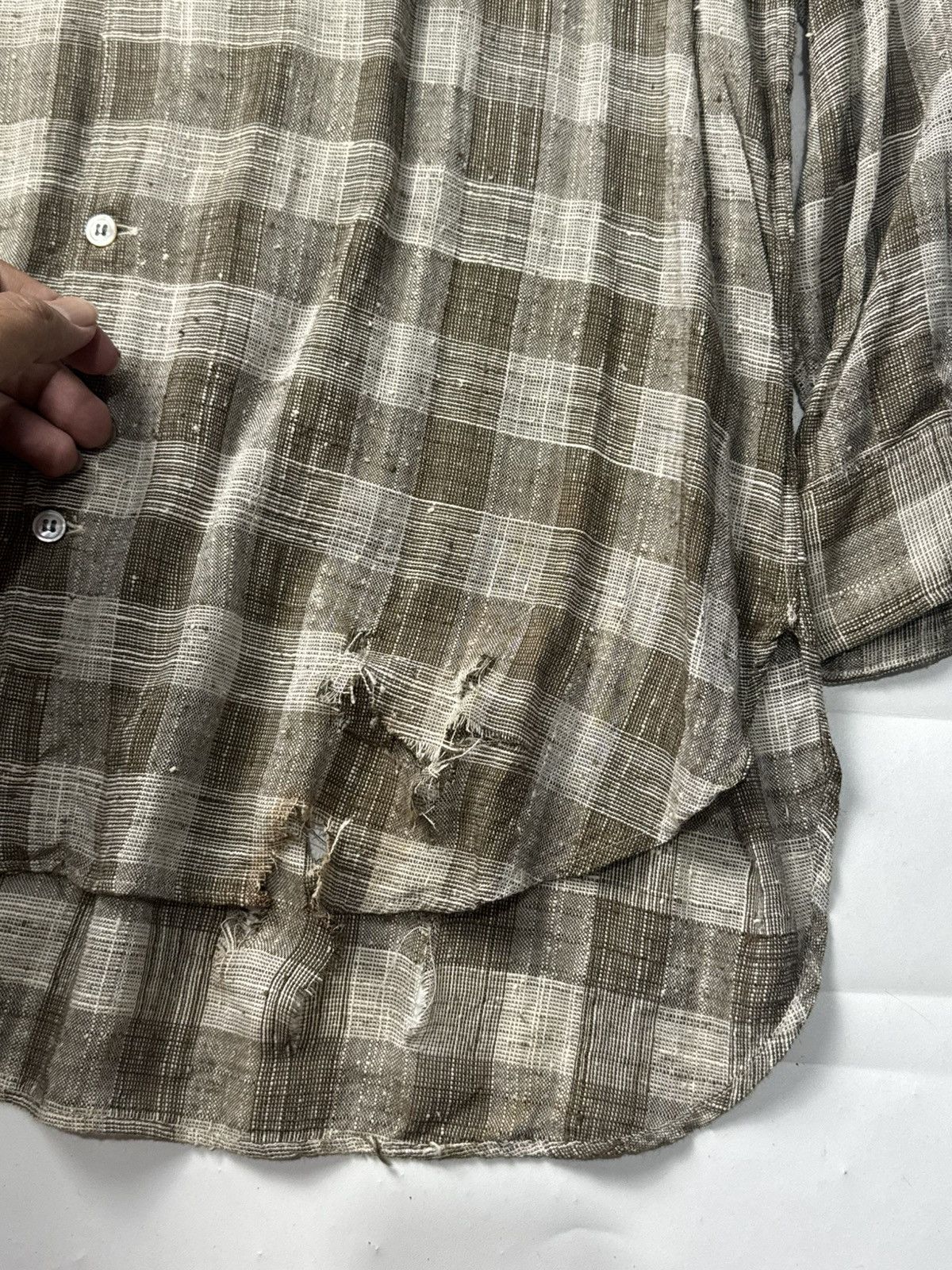 Y's for Men × Yohji Yamamoto Yohji Yamamoto Plaid Rayon Shirt Ysforman Distressed Size US XL / EU 56 / 4 - 5 Thumbnail