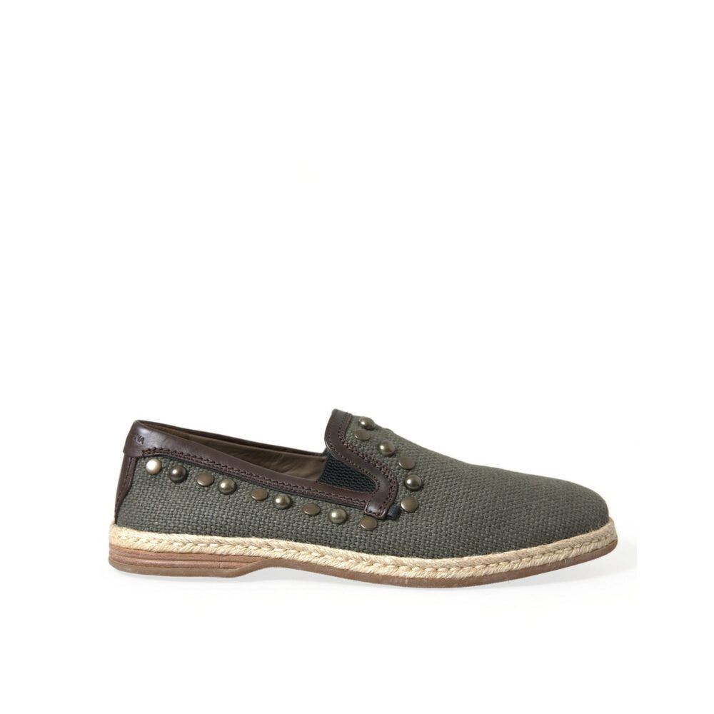 Dolce & Gabbana Dolce & Gabbana Studded Canvas Loafer Slipper Shoes Size US 7 / EU 40 - 1 Thumbnail