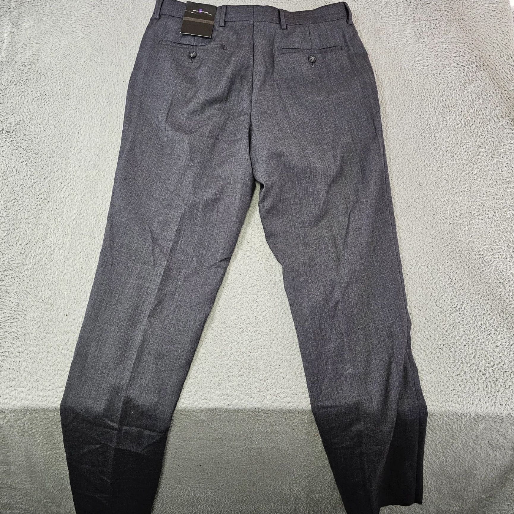 Vintage Bachrach Pants Mens 33 Gray Wool Dress Slacks Flat Front Lined Unhemmed 100% Wool - Regular, Zip Closure, Pockets, Belt Loops, Charcoal Size US 33 - 6 Thumbnail
