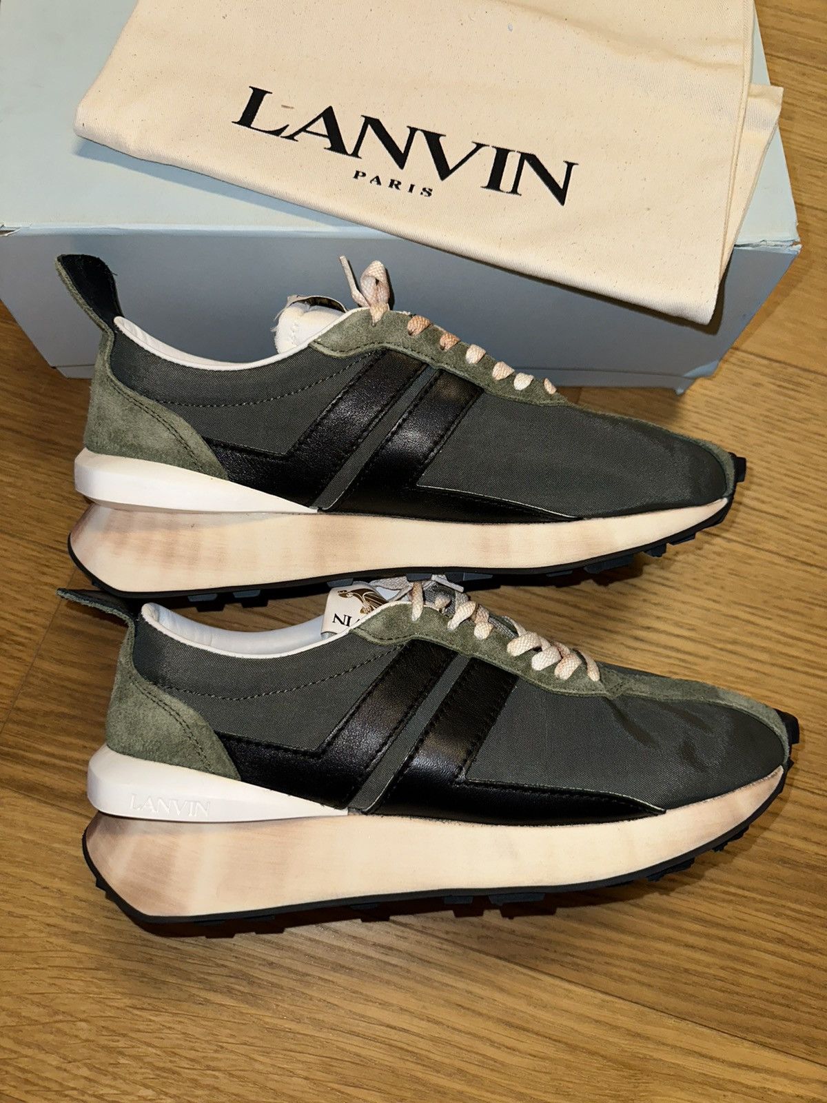 image of Lanvin Men's Jl Runner Colorblock Sneakers Us9 (43Eu) in Green