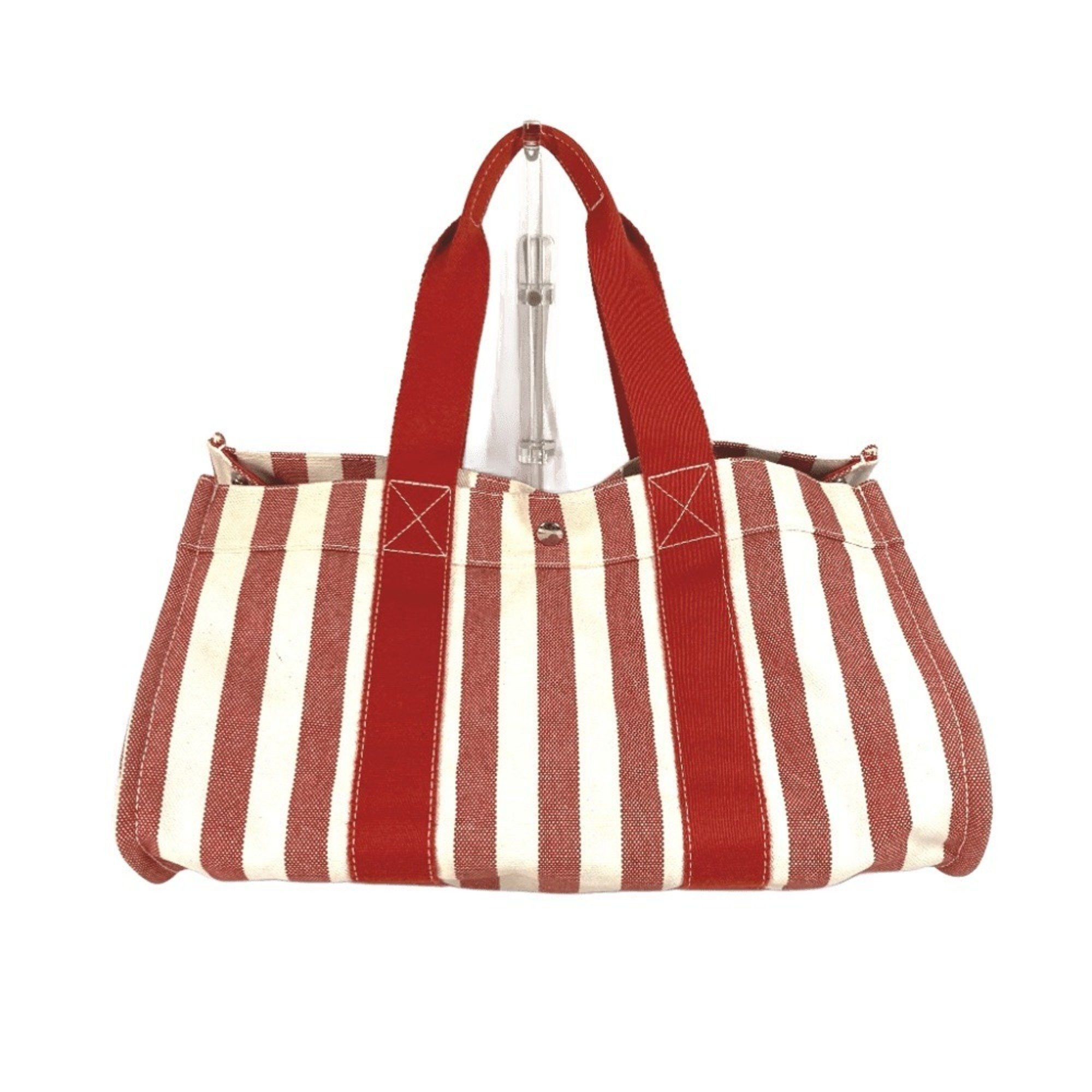 HERMES Cannes GM Striped Tote Bag with Pouch, Beach Bag, Handbag