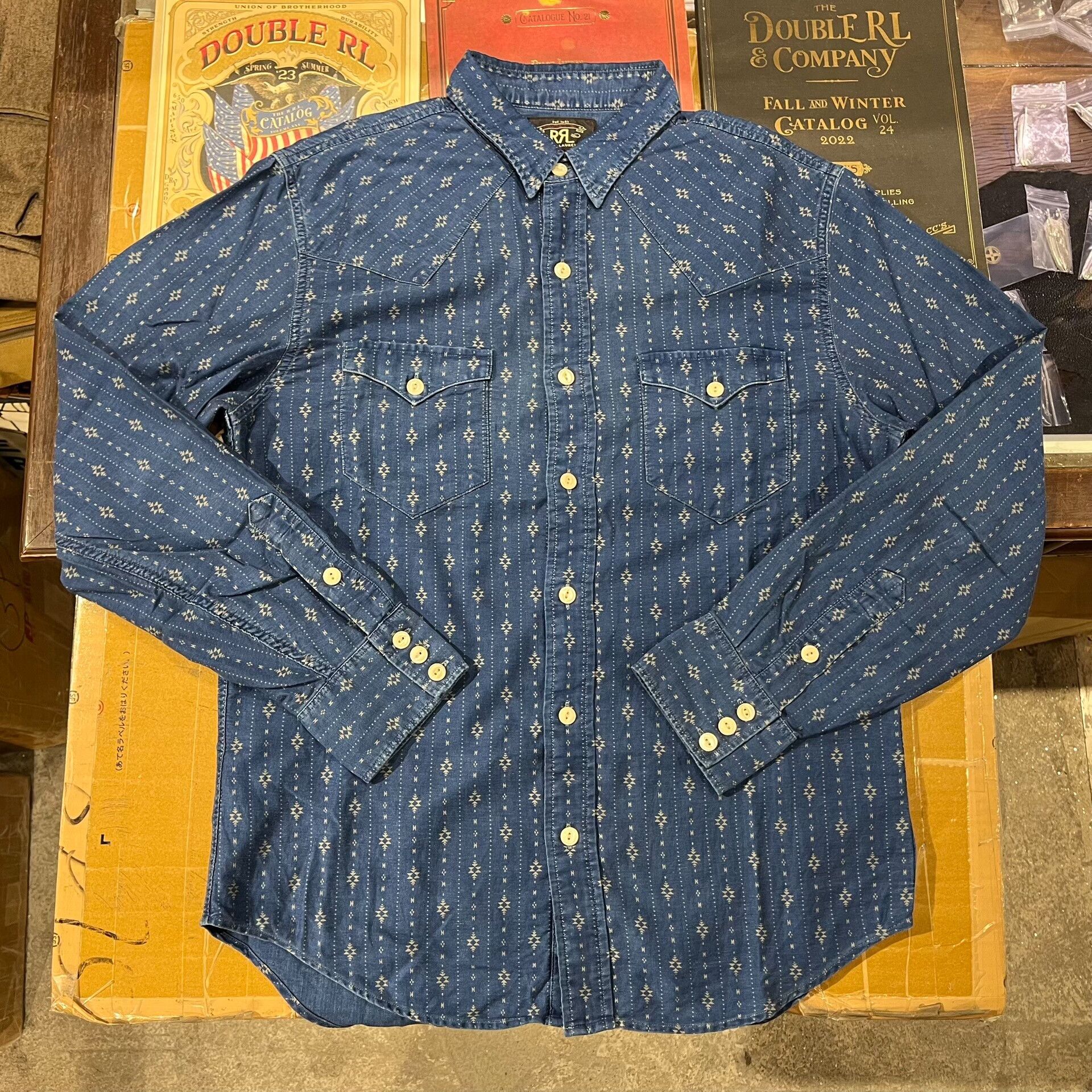 RRL Rare Indigo Dyed Print Shirt