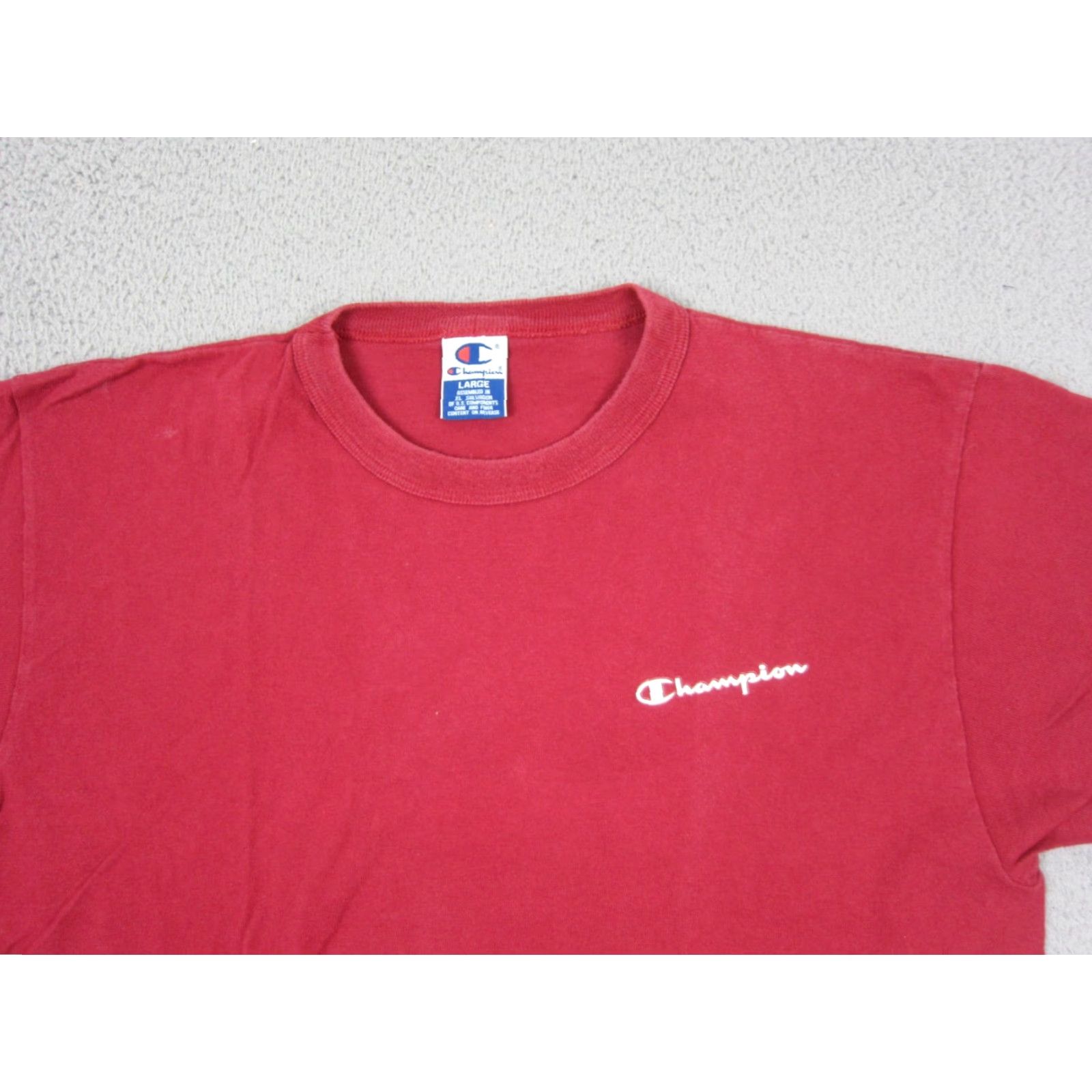 Champion Vintage Champion Shirt Mens L Red Short Sleeve 90s Logo Crew Neck Athletic Classic T-Shirt Size US L / EU 52-54 / 3 - 2 Thumbnail