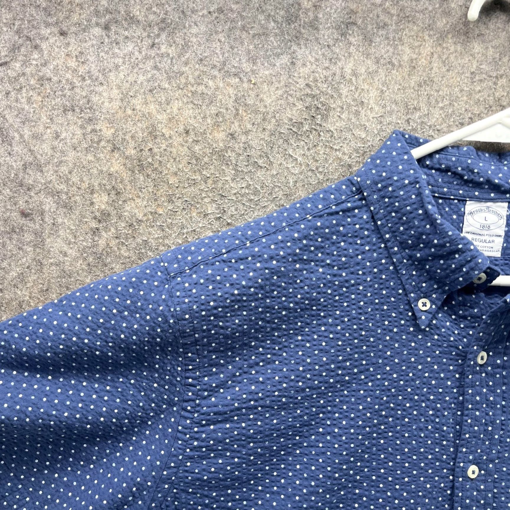 Brooks Brothers Brooks Brothers Shirt Mens Large Blue Polka Dot Short Sleeve Button Front Casual Size US L / EU 52-54 / 3 - 7 Thumbnail
