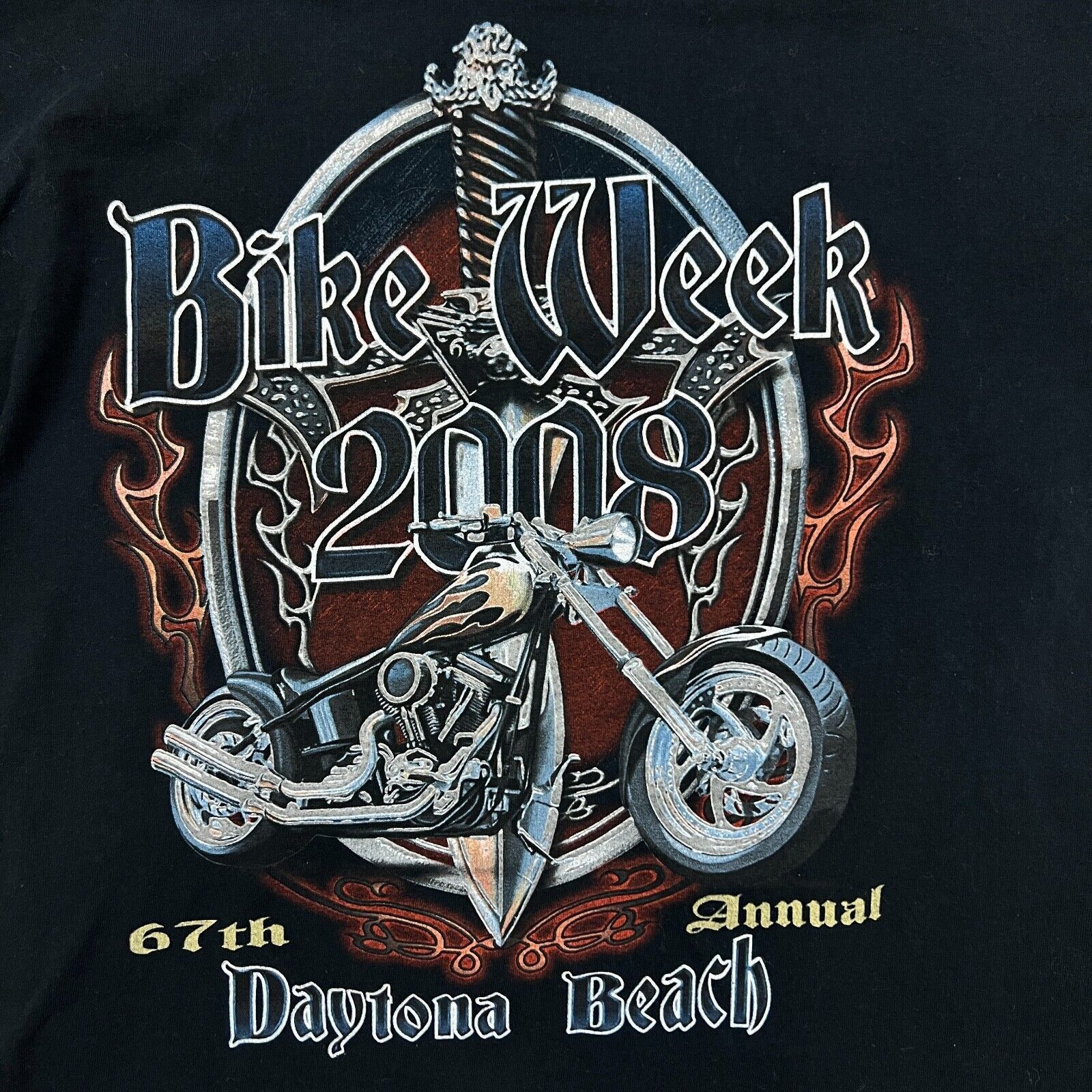 Gildan × Harley Davidson × Vintage 2008 Daytona Beach T Shirt Large Motorcycle Biker Flame Tee Size US L / EU 52-54 / 3 - 3 Thumbnail