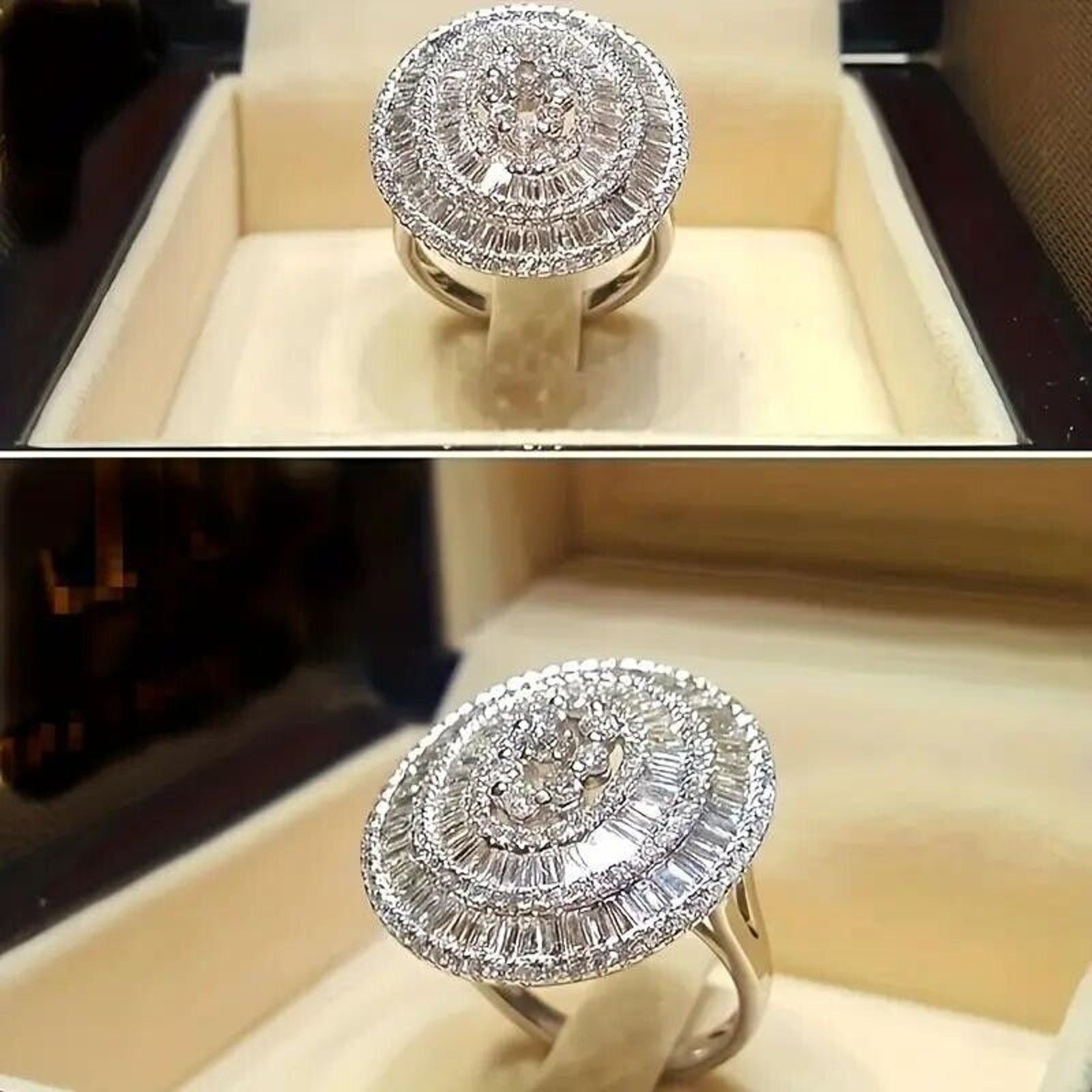 Other Rhinestone Studded Ring • Sparkling Circles Silvery • Size 6 Size ONE SIZE - 2 Thumbnail