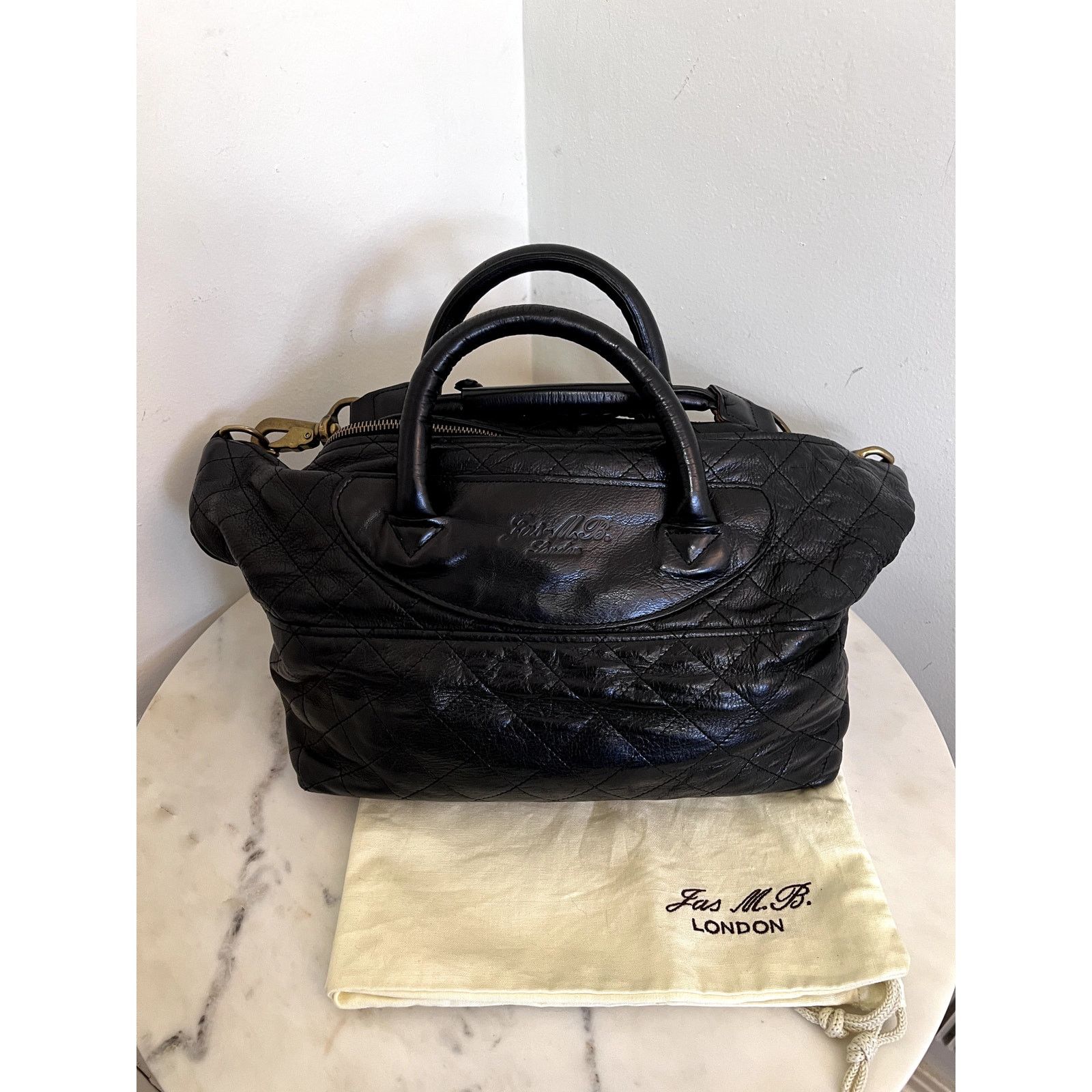 Jas MB Jas M.B. London Quilted Leather Boston Bag Blk England Size ONE SIZE - 2 Thumbnail