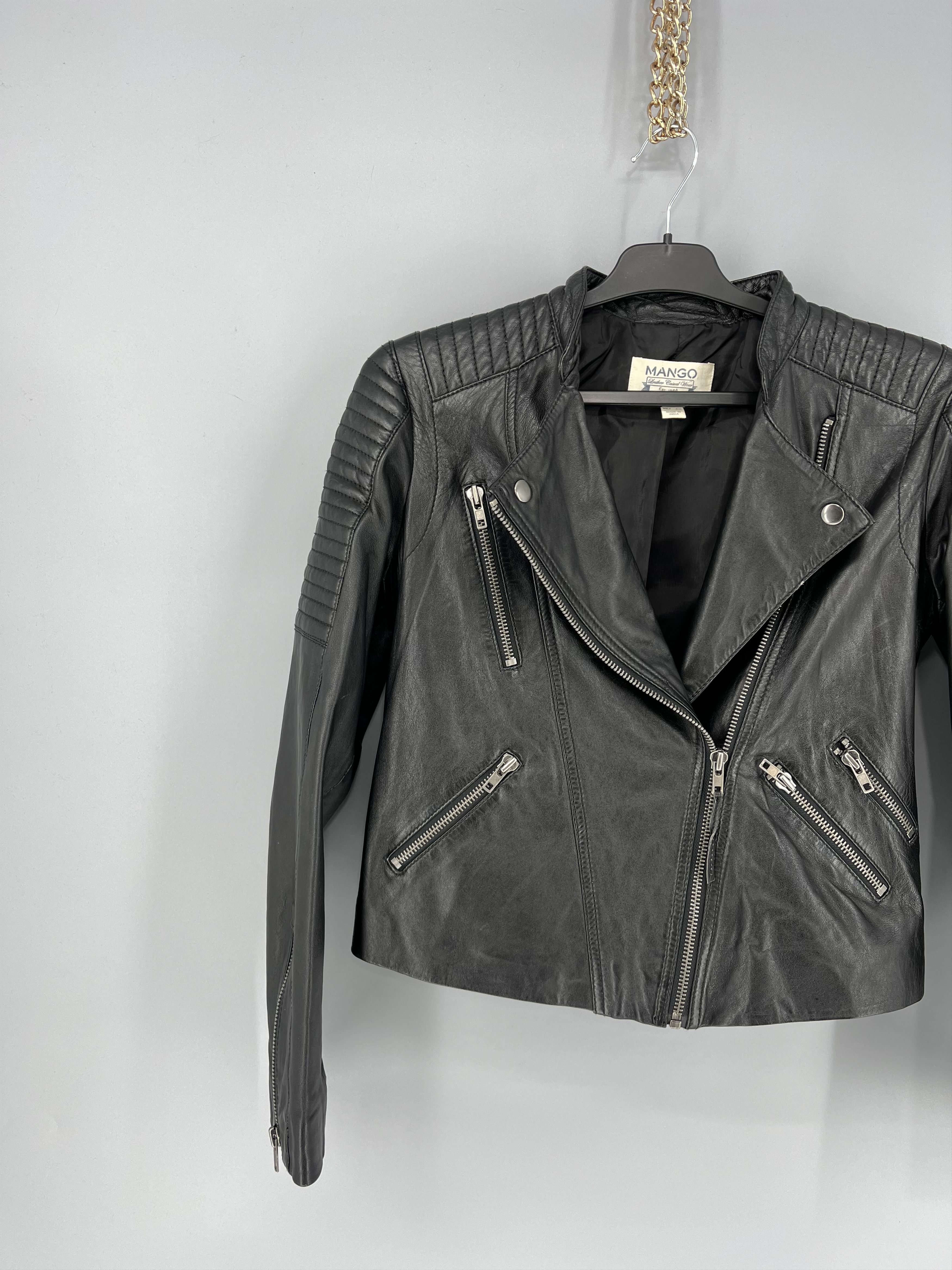 Leather Mango Black Leather Biker Jacket Racing Moto HONDA BMW Size S / US 4 / IT 40 - 8 Thumbnail