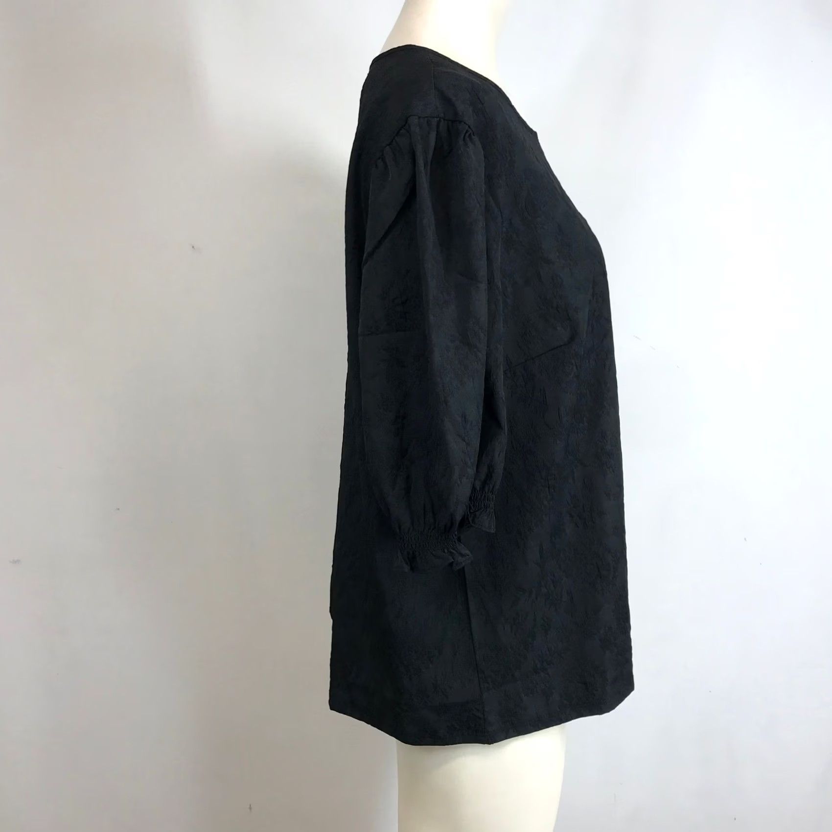 Ted Baker Ted Baker Blouse Floral Jacquard Puff Sleeve Crew Neck Womens XL Black Size XL / US 12-14 / IT 48-50 - 4 Thumbnail
