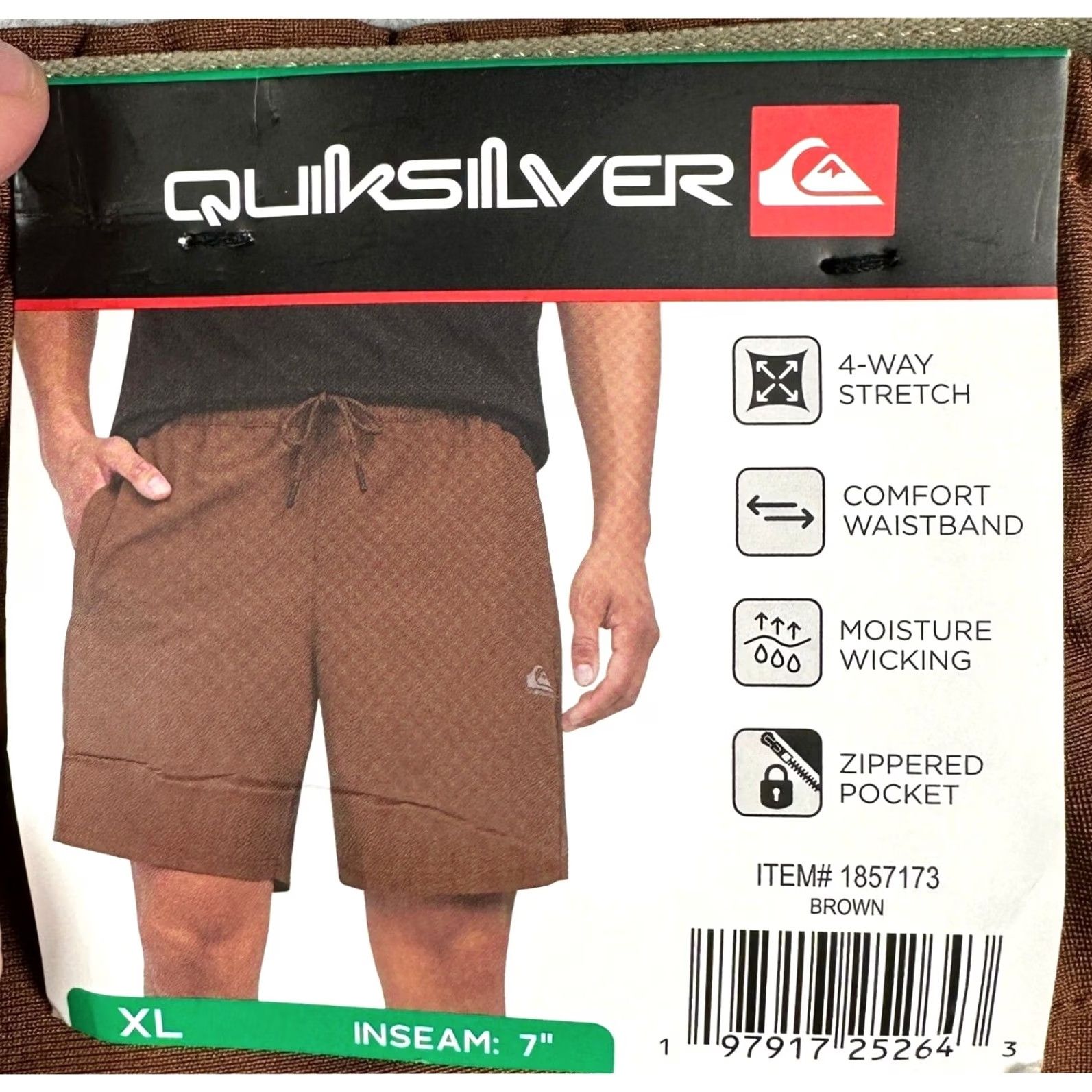 Quiksilver Quiksilver Shorts Mens XL 7 Inseam Brown 4-Way Stretch Moisture Wicking Drawstring Pockets Athletic Summer Activewear Casual Men XL Brown Size US 36 / EU 52 - 2 Thumbnail
