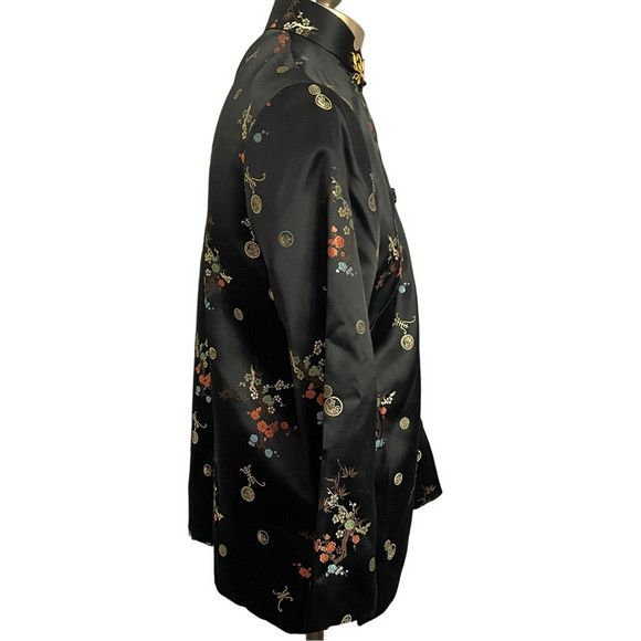 Vintage Vintage Chinese Black Satin Brocade Light Jacket - Small Size S / US 4 / IT 40 - 5 Thumbnail
